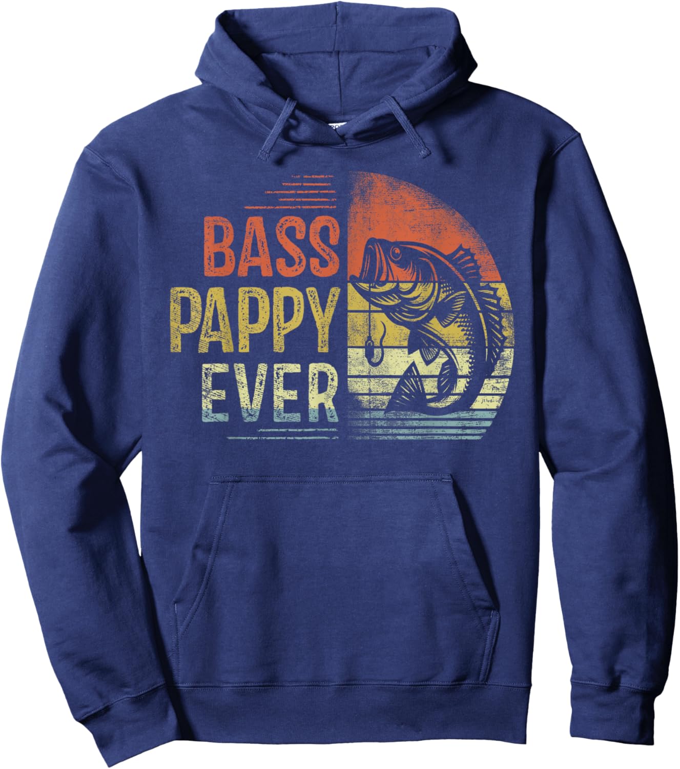 Bass Pappy Ever Fishing Gifts Pappy Birthday Vintage , Small, Black Hoodie - Hoodie | Navy