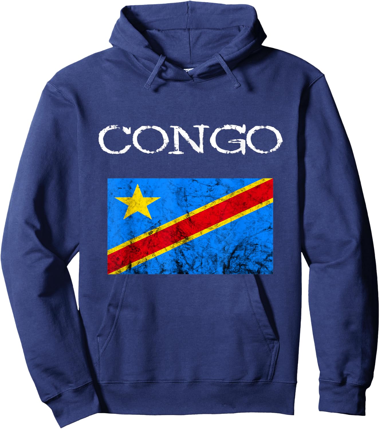 Coole Afrika Kongo Flagge Kongolese Congo Democratic Republic of Congo , Black, Small, -Adults, Short Sleeve, , Casual, Flag Hoodie - Hoodie | Navy