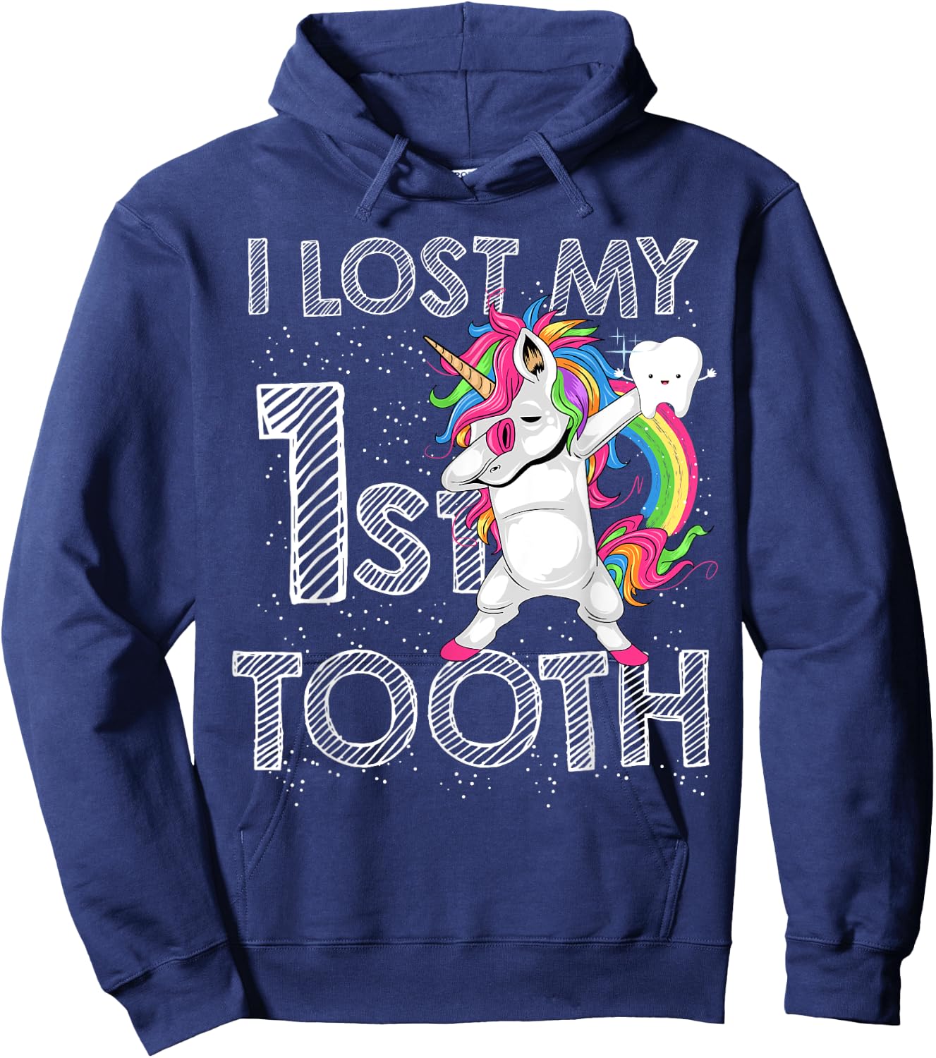 I Lost My First Tooth Baby Tooth Fairy Unicorn Dabbing Hoodie - Hoodie | Navy
