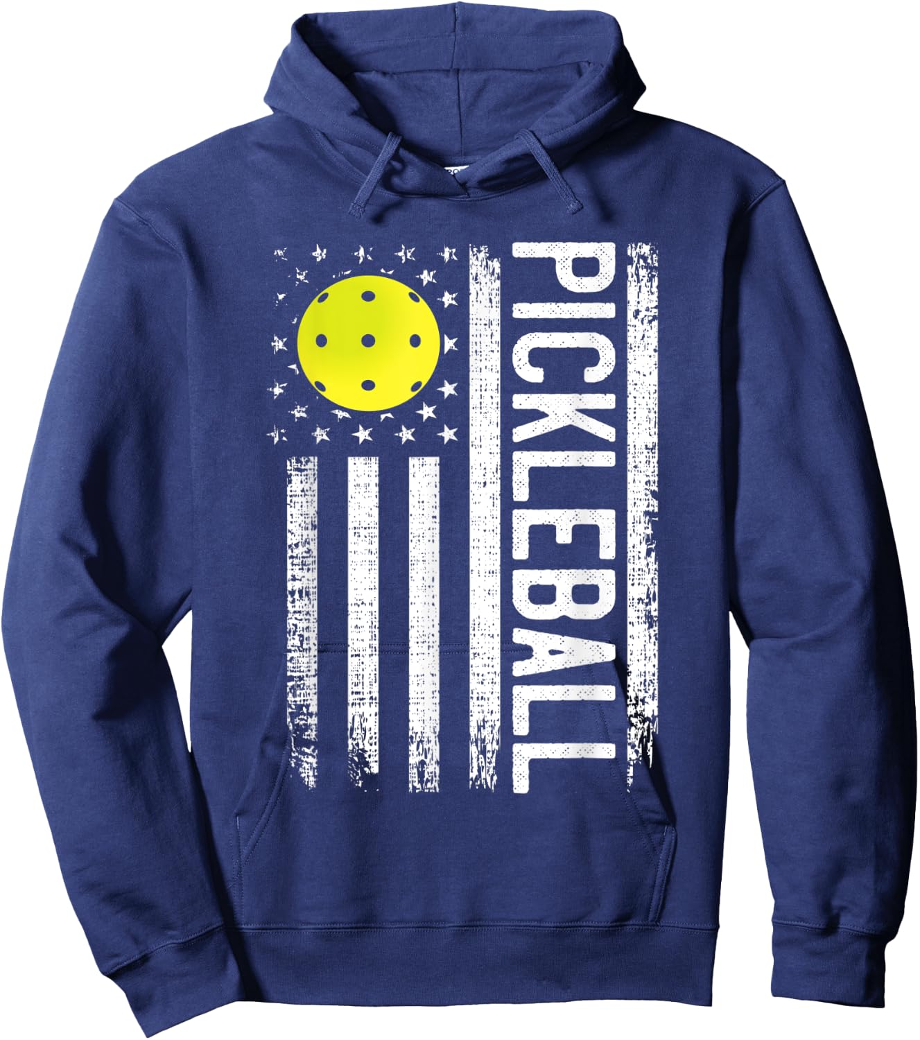 Pickleball Shirt American Flag Funny Pickleball Player Shirt Women Men Hoodie - Hoodie | Navy