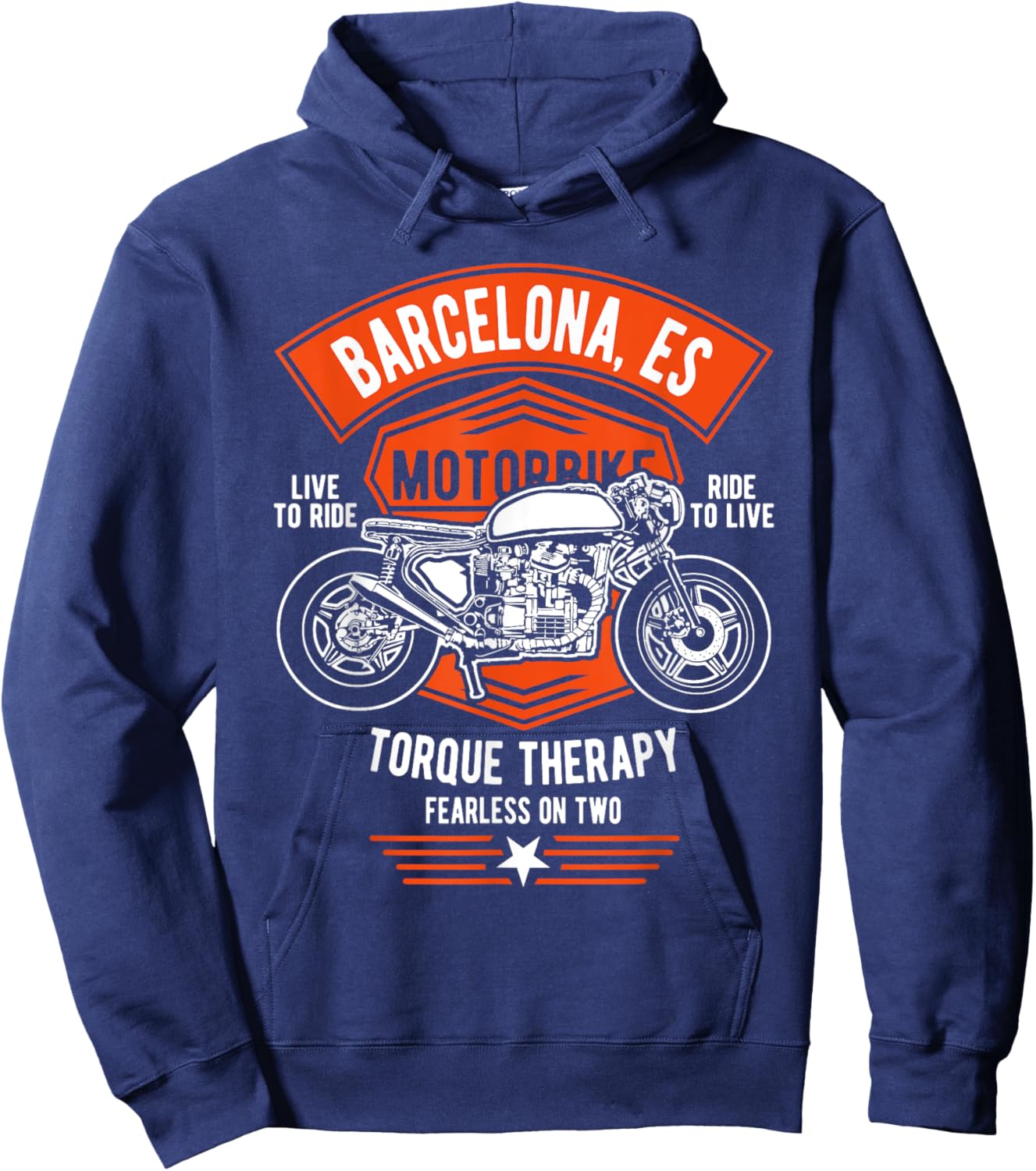 Barcelona ES España Spain Retro Motorcycle Design Hoodie - Hoodie | Navy