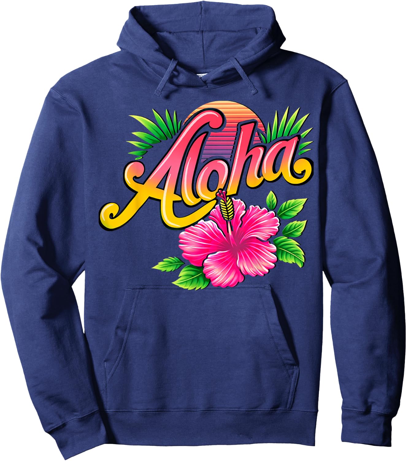 Aloha Hibiscus Flower - Hawaiian Flower Essence Hoodie - Hoodie | Navy