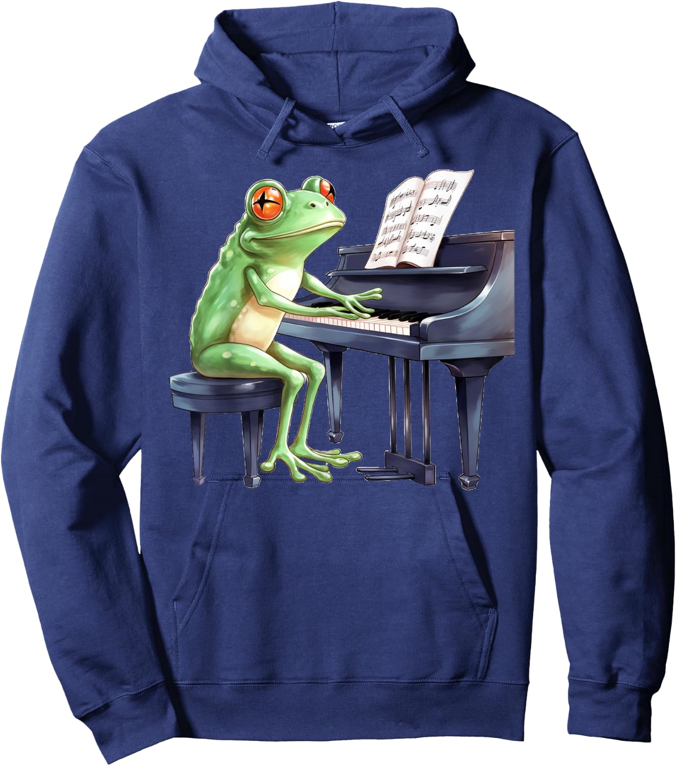 Cute Frog Playing Piano Musician Music Hoodie - Hoodie | Navy