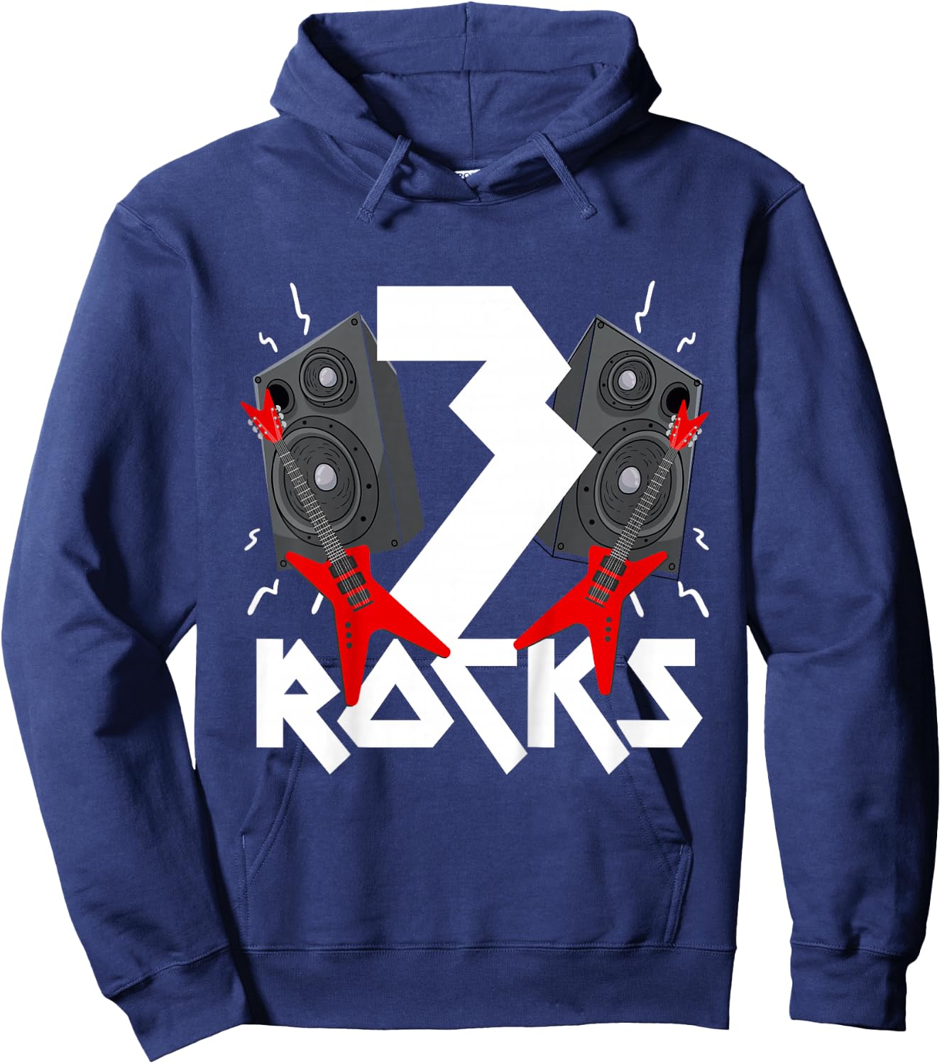 3 Rocks Birthday Party 3 Year Old Rock N Roll Star 3rd Gift Hoodie - Hoodie | Navy