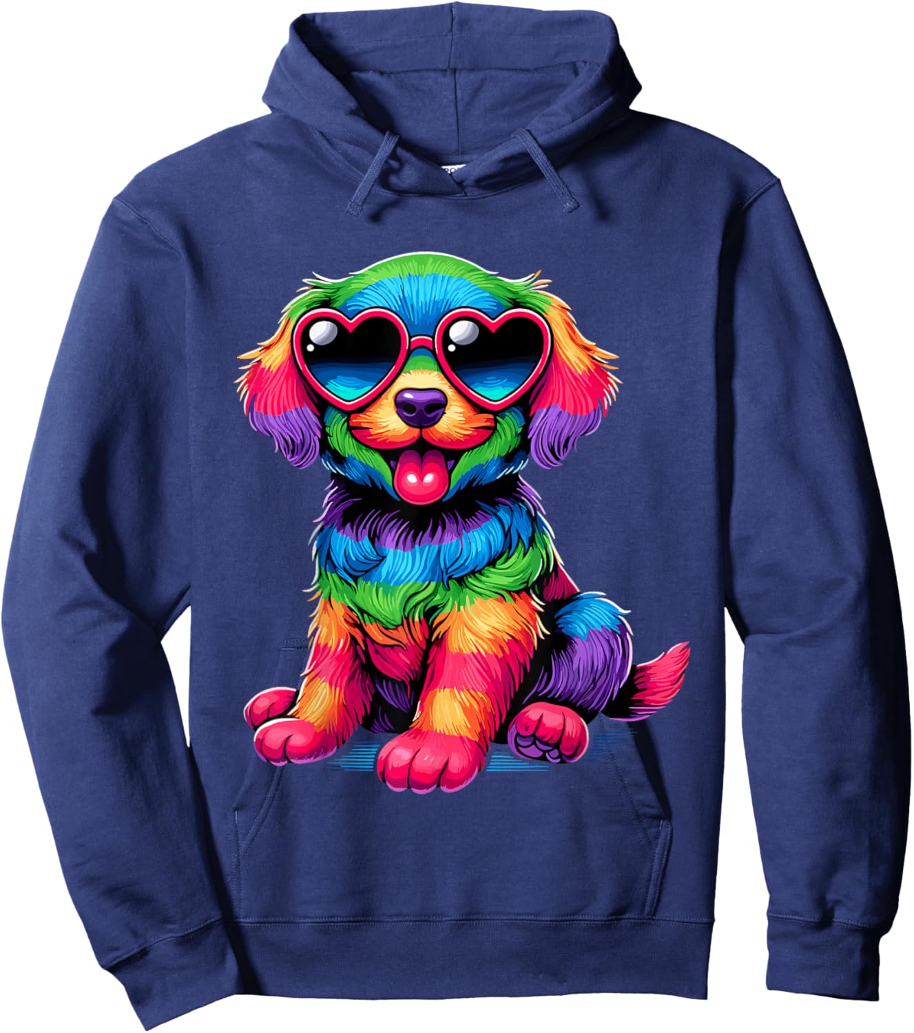 Dog Wearing Glasses Heart Puppy Love Dog Hoodie - Hoodie | Navy