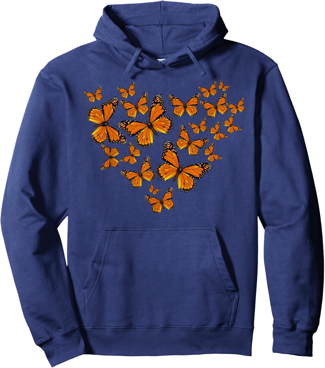 Monarch Butterflies Heart Pattern Lovely Hoodie - Hoodie | Navy