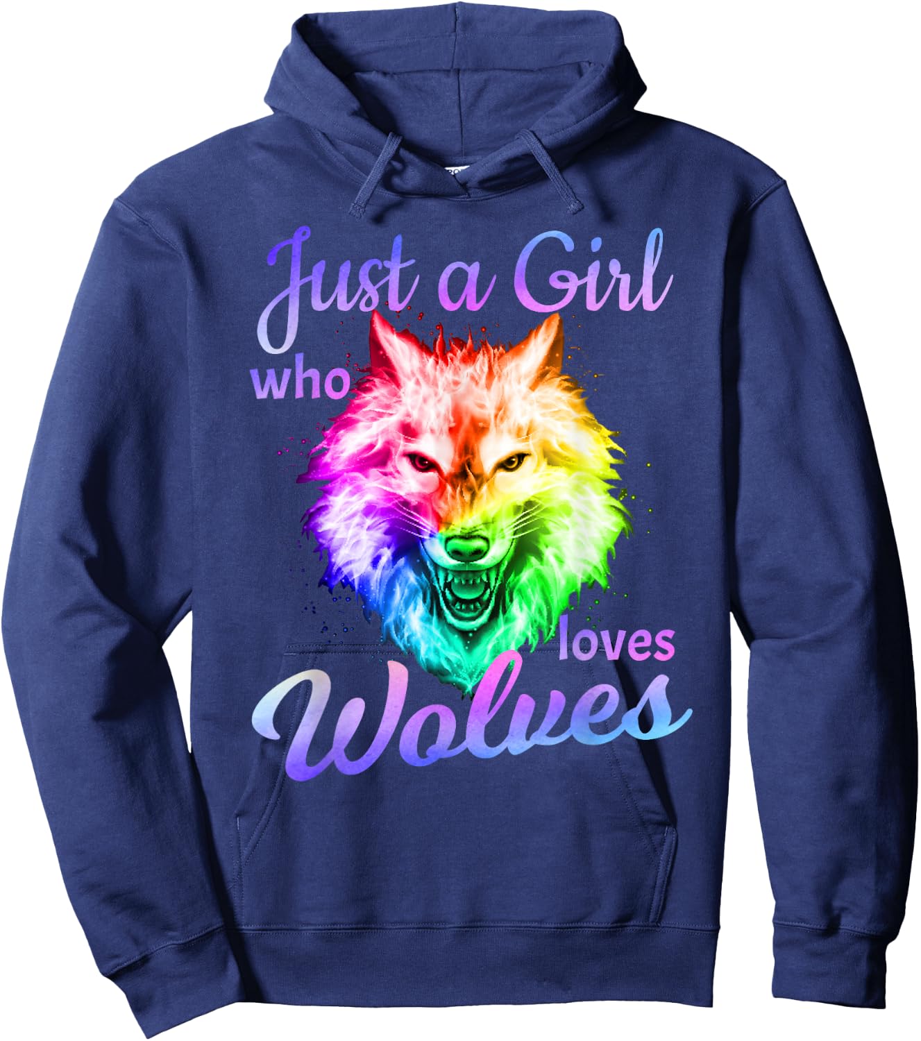 Just a Girl Who Loves wolves - Moon Wolf Shirt Girls Women Hoodie - Hoodie | Navy