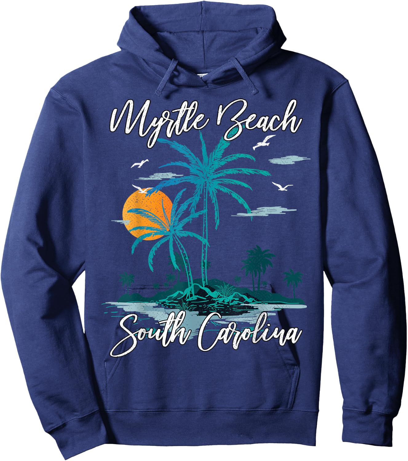 Family Vacation Retro Sunset South Carolina Myrtle Beach Hoodie - Hoodie | Navy