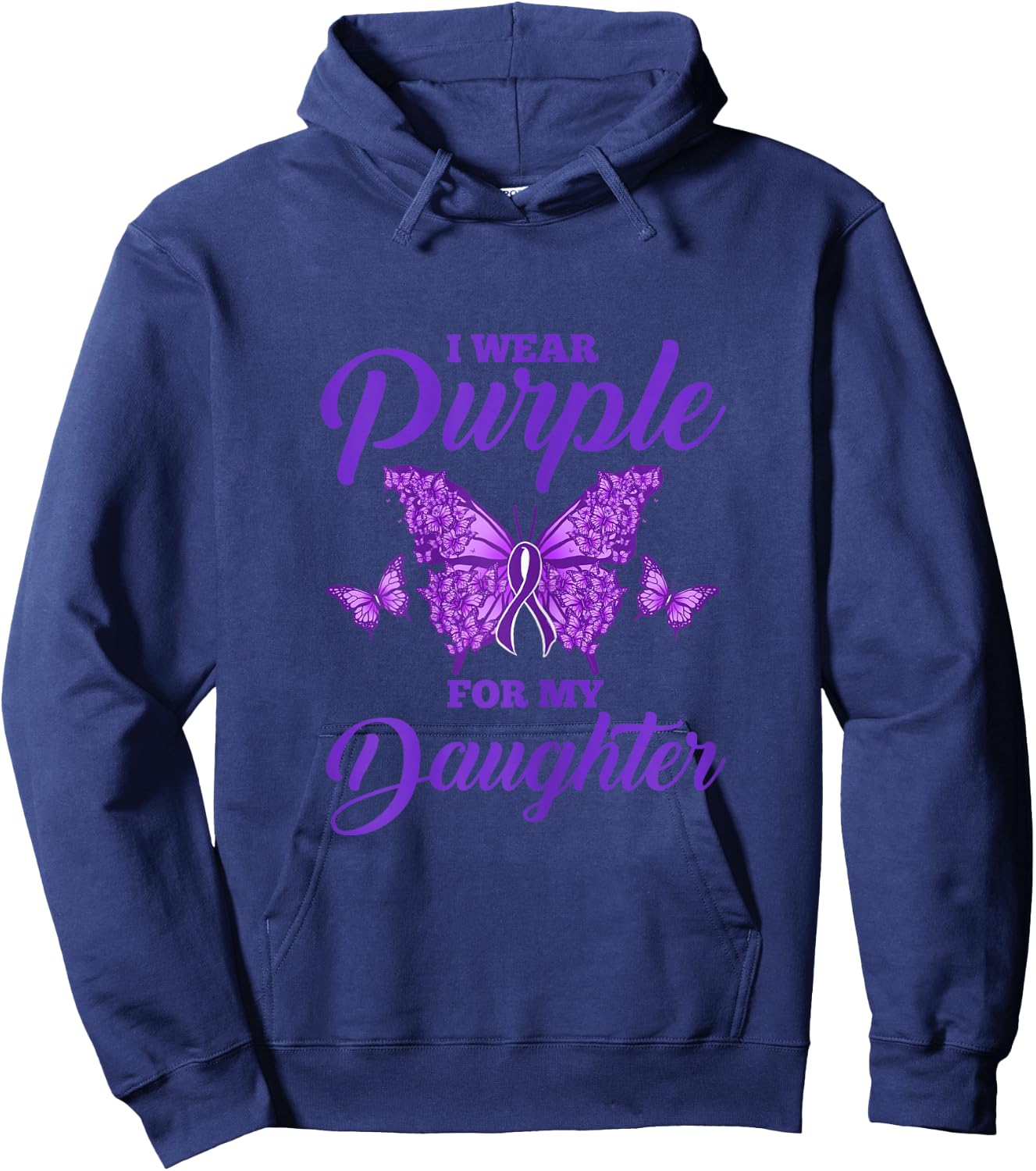 I Wear Purple For My Daughter Epilepsy Mom Hoodie - Hoodie | Navy