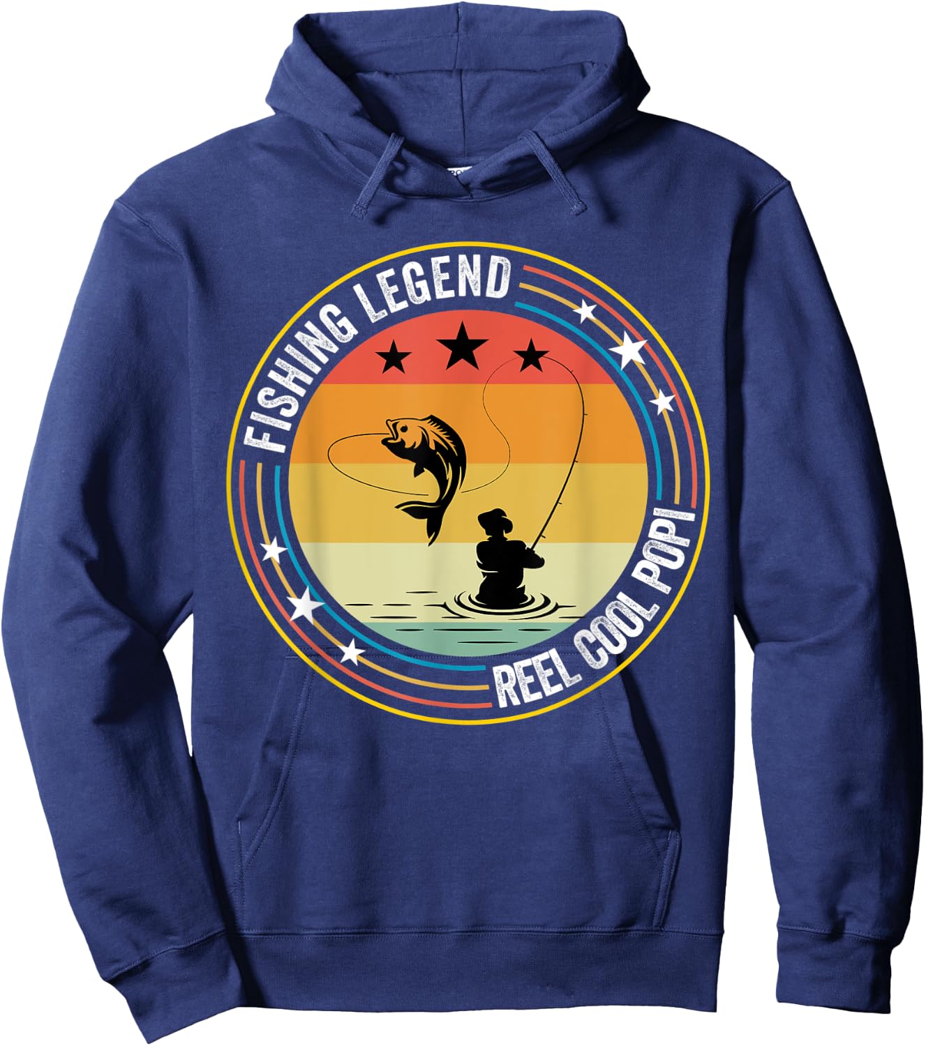 Retro Vintage Reel Cool Popi Fishing Legend Gift Hoodie - Hoodie | Navy