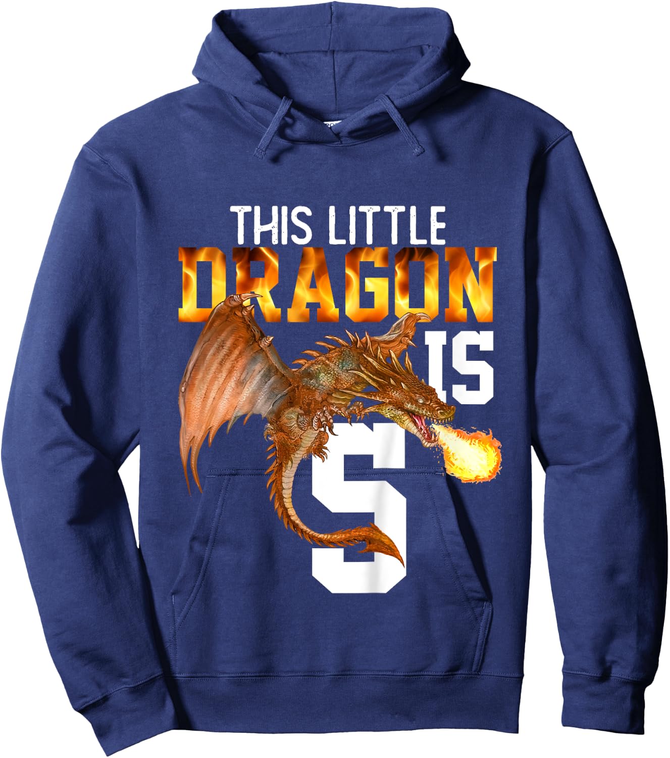 Turning 5 Year Old Birthday Gift Boy Dragon 5th Bday Girl Hoodie - Hoodie | Navy