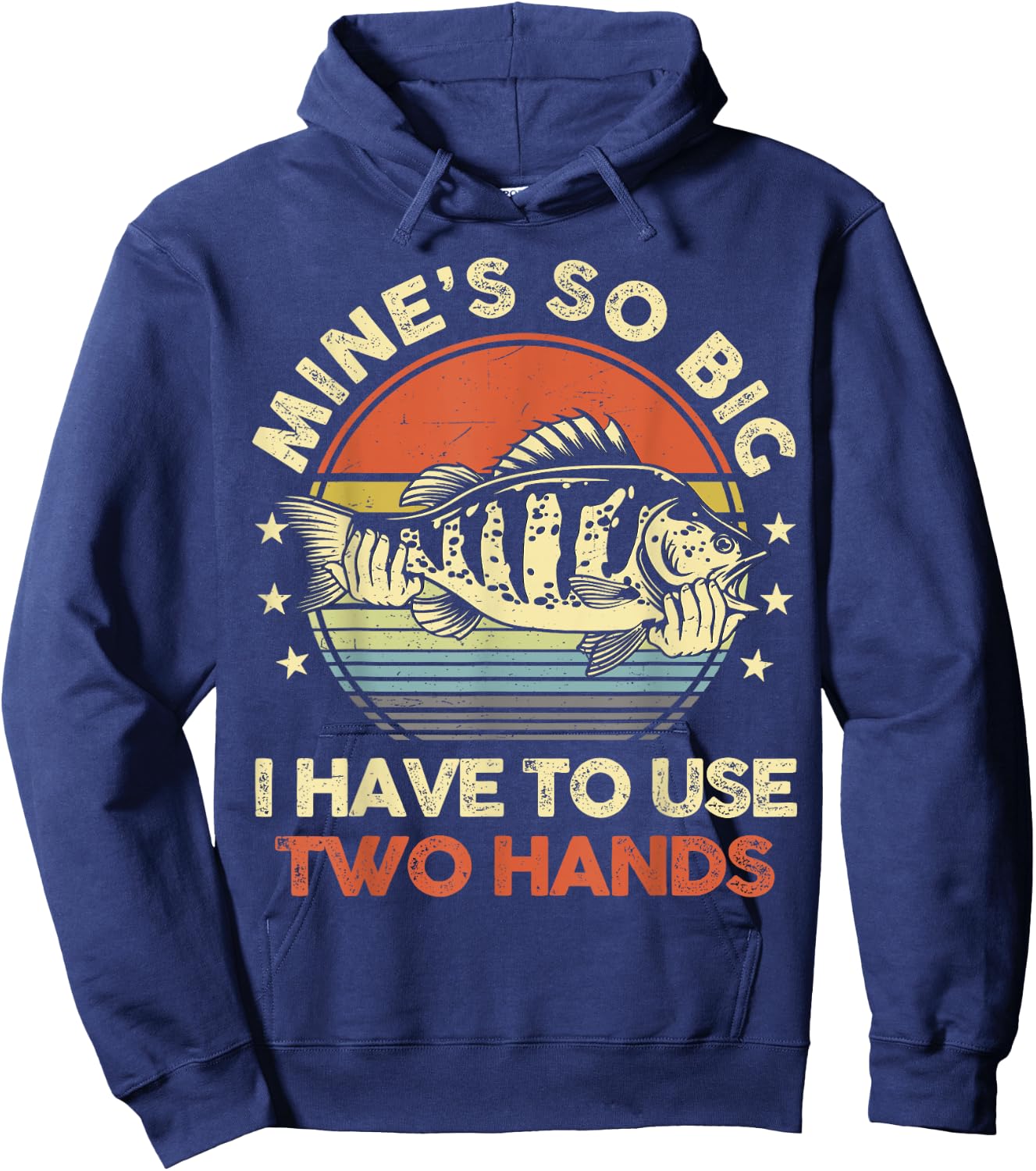 Funny Fishing-Shirt Mines Big Use Two Hands Bass Fish Dad Hoodie - Hoodie | Navy