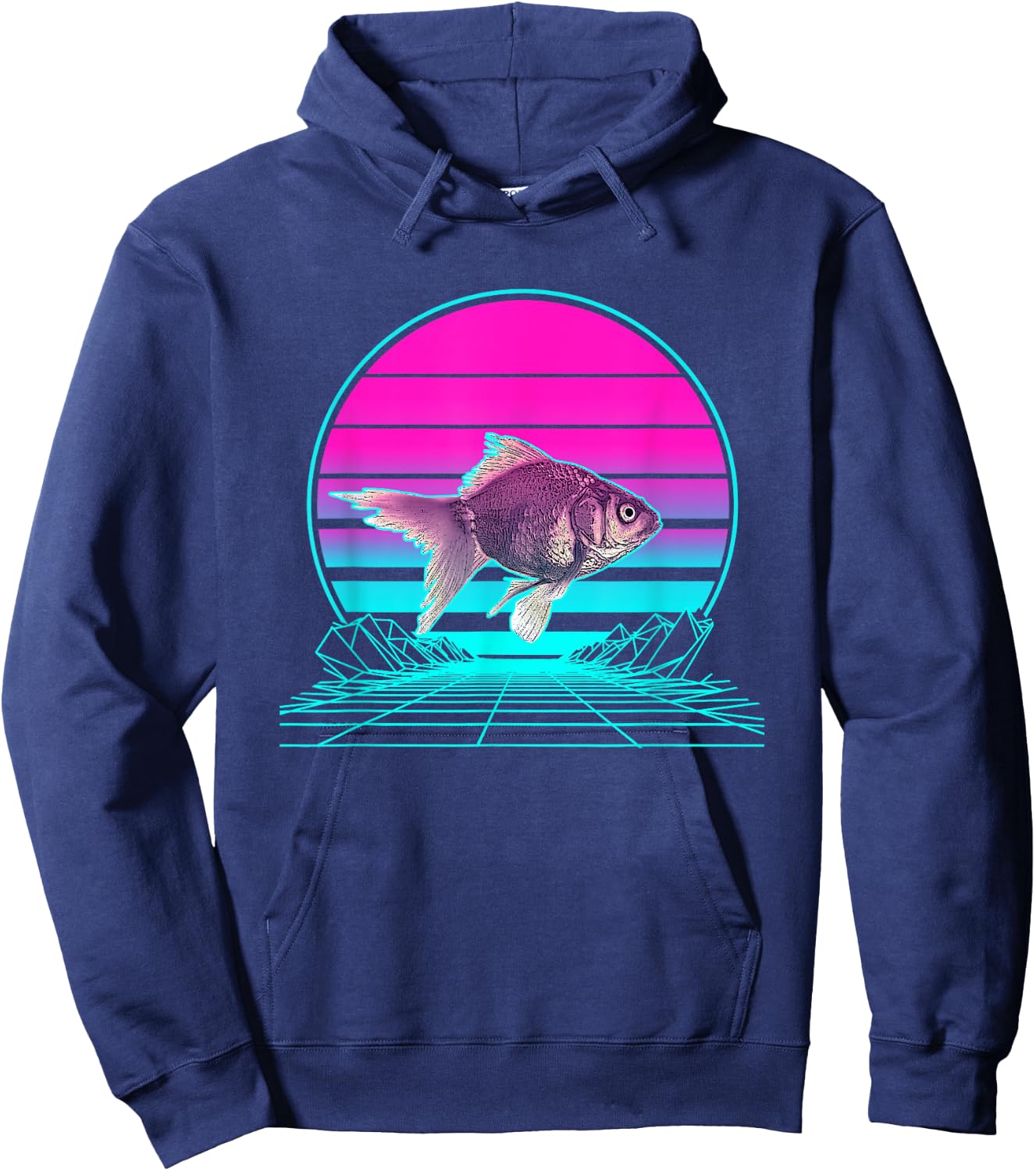 Vintage Retro Sunset Goldfish Hoodie - Hoodie | Navy