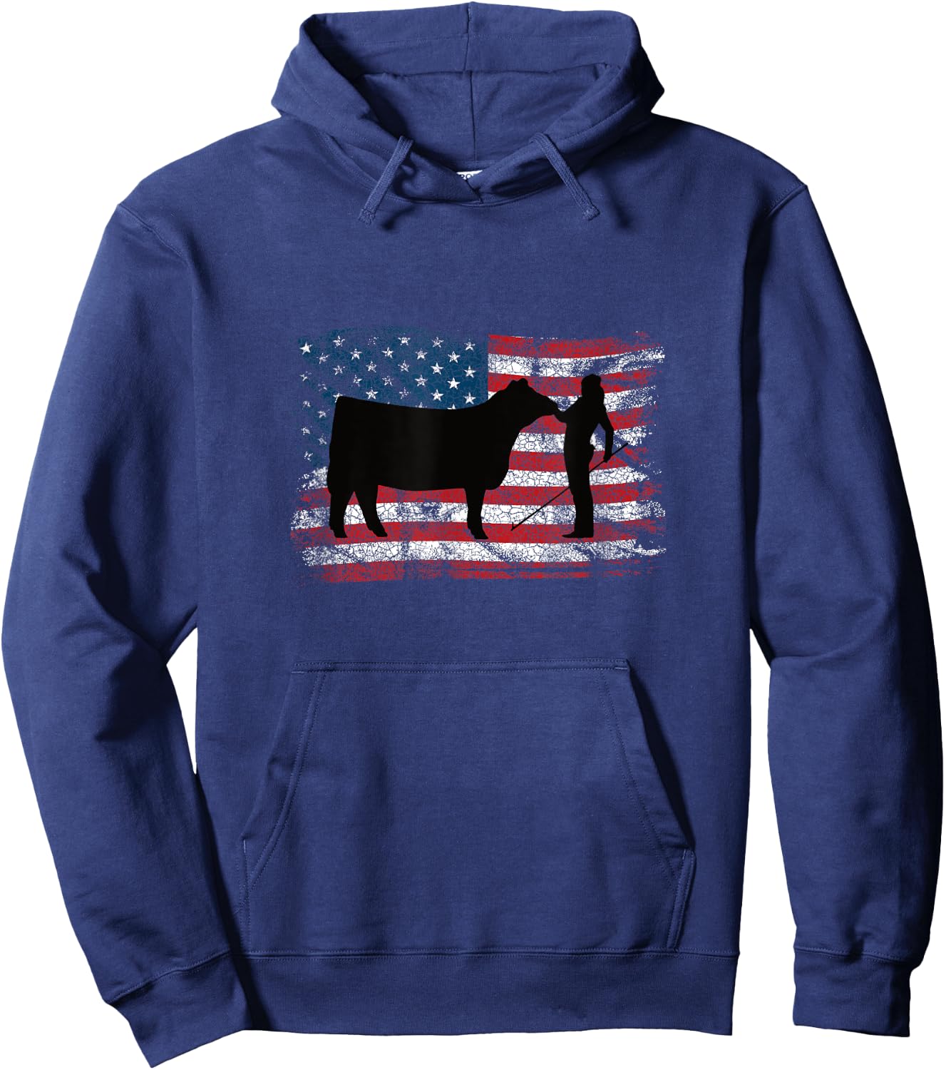 Showgirl Cattle American Patriotic USA Flag Fun Cattle Show Hoodie - Hoodie | Navy