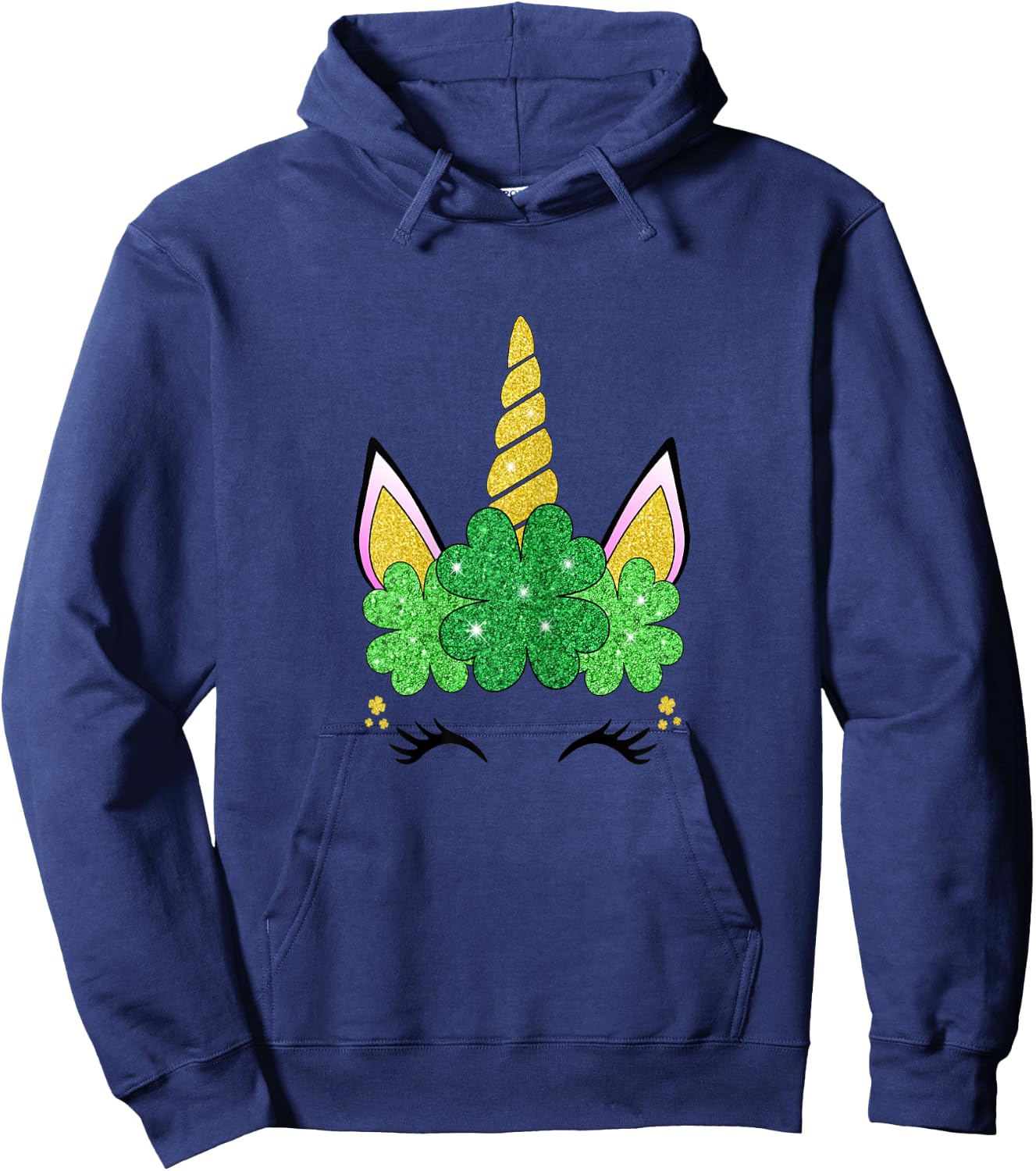Cute Unicorn St Patrick's Day Girls Green Shamrocks Irish Hoodie - Hoodie | Navy