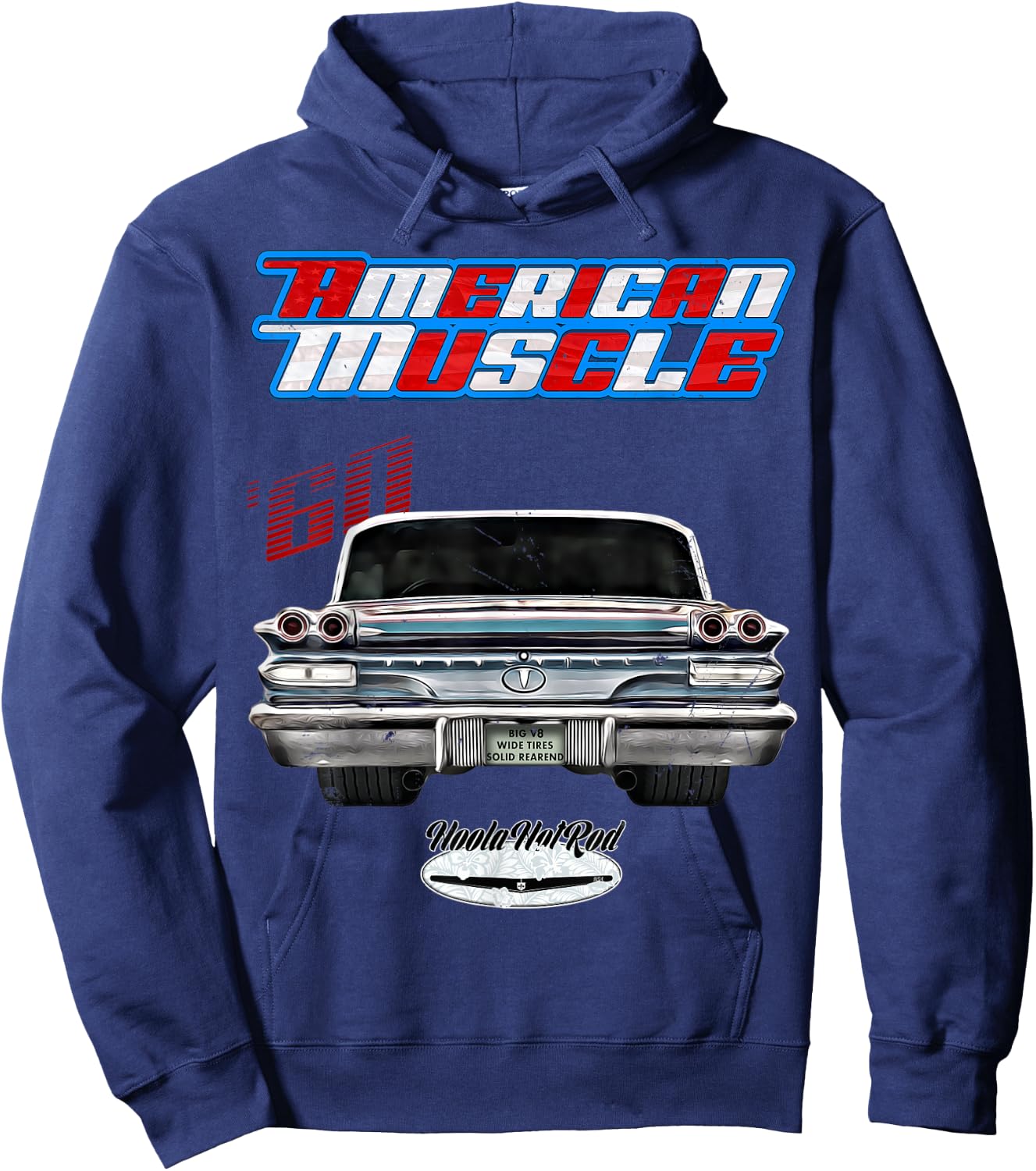 1960 Bonneville,Rockabilly,rusty car,distressed Hoodie - Hoodie | Navy