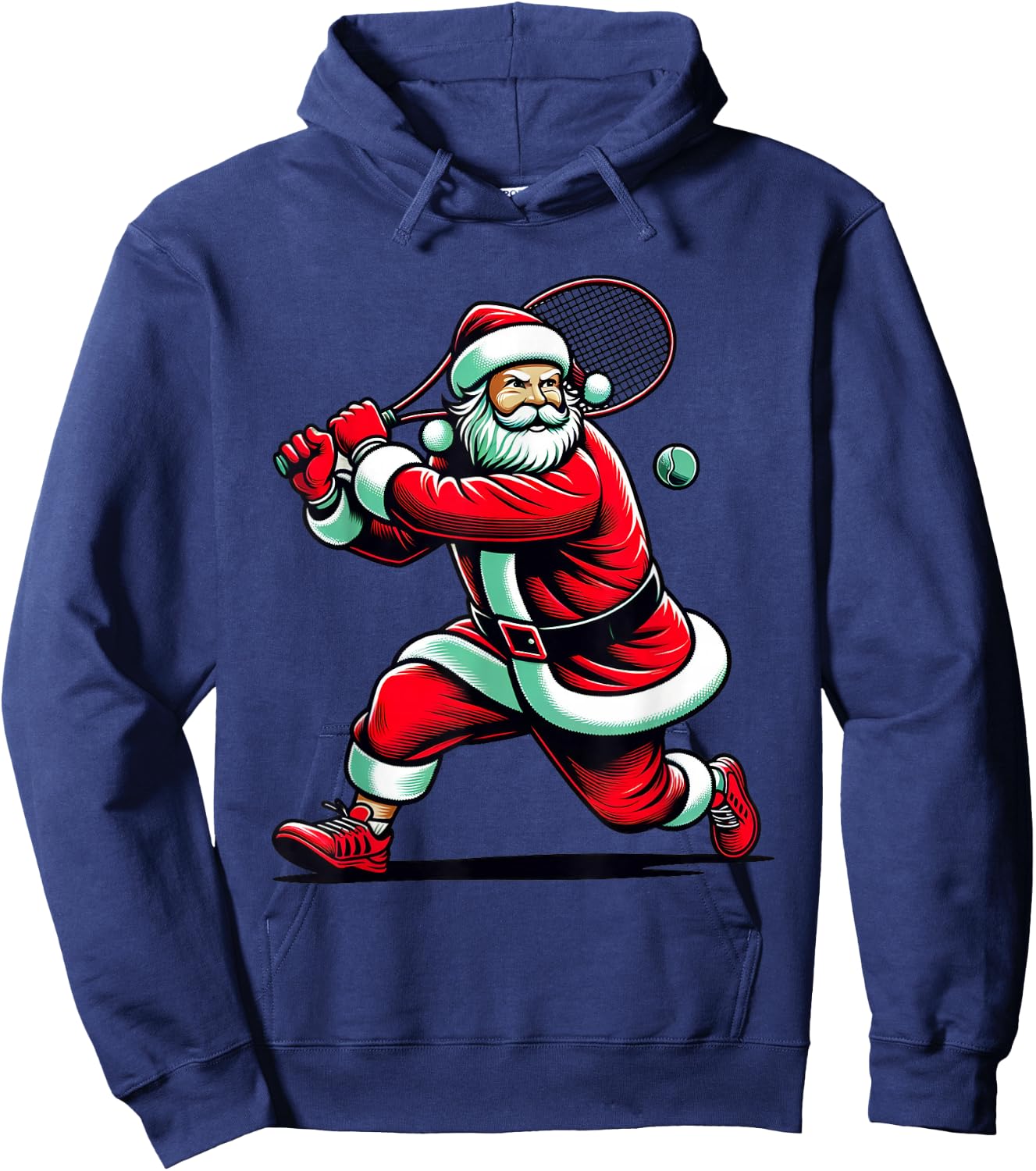 Christmas Sports Santa Playing Tennis Xmas Women Men & Kids Hoodie - Hoodie | Navy