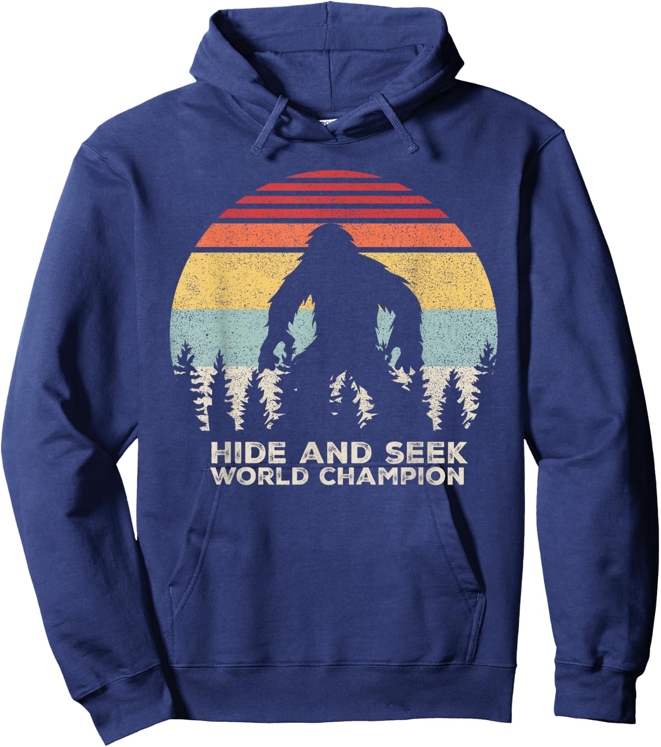 Retro Hide & Seek Champion Shirt Funny Sasquatch Bigfoot Hoodie - Hoodie | Navy