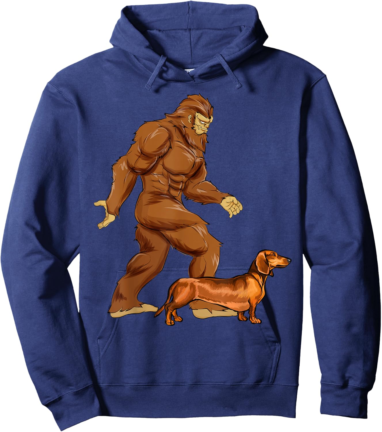 Funny Bigfoot Walking Brown Dachshund Sasquatch Dog Men Women Girls Kids Hoodie - Hoodie | Navy