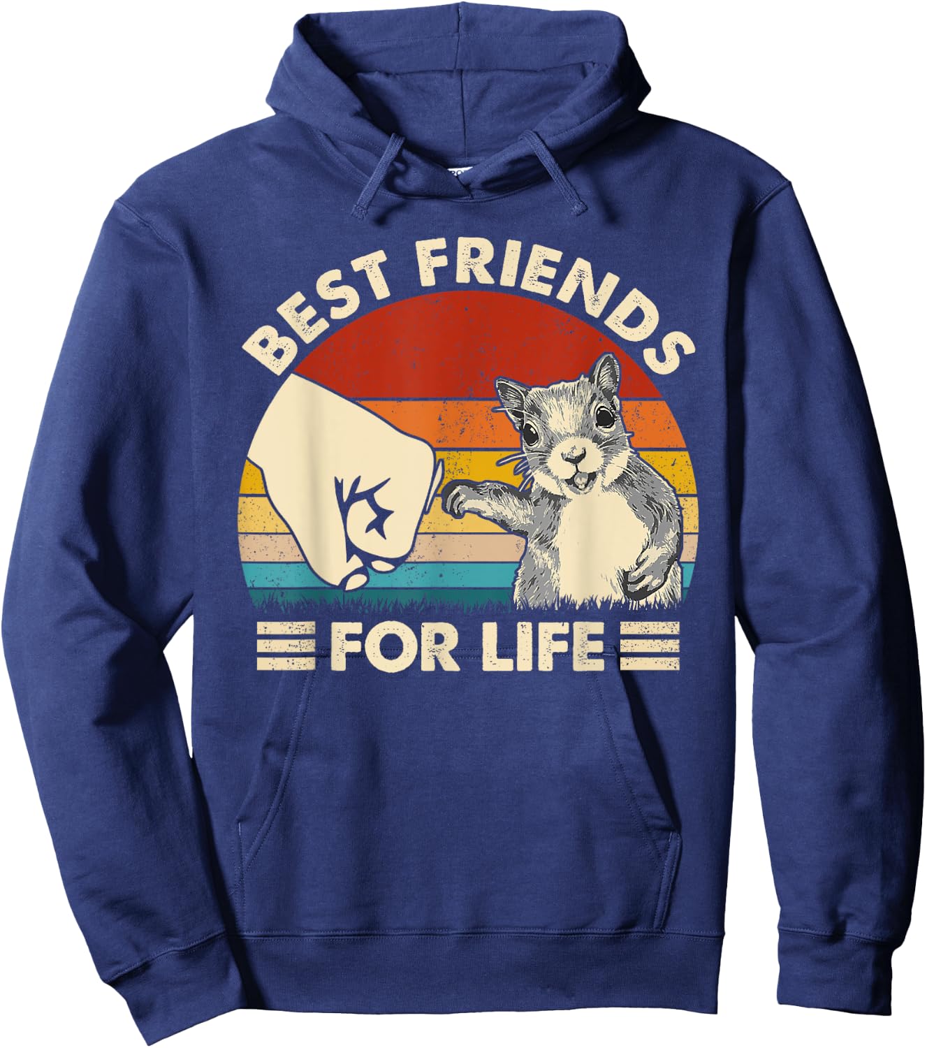 Retro Vintage Squirrel Best Friend For Life Fist Bump Hoodie - Hoodie | Navy