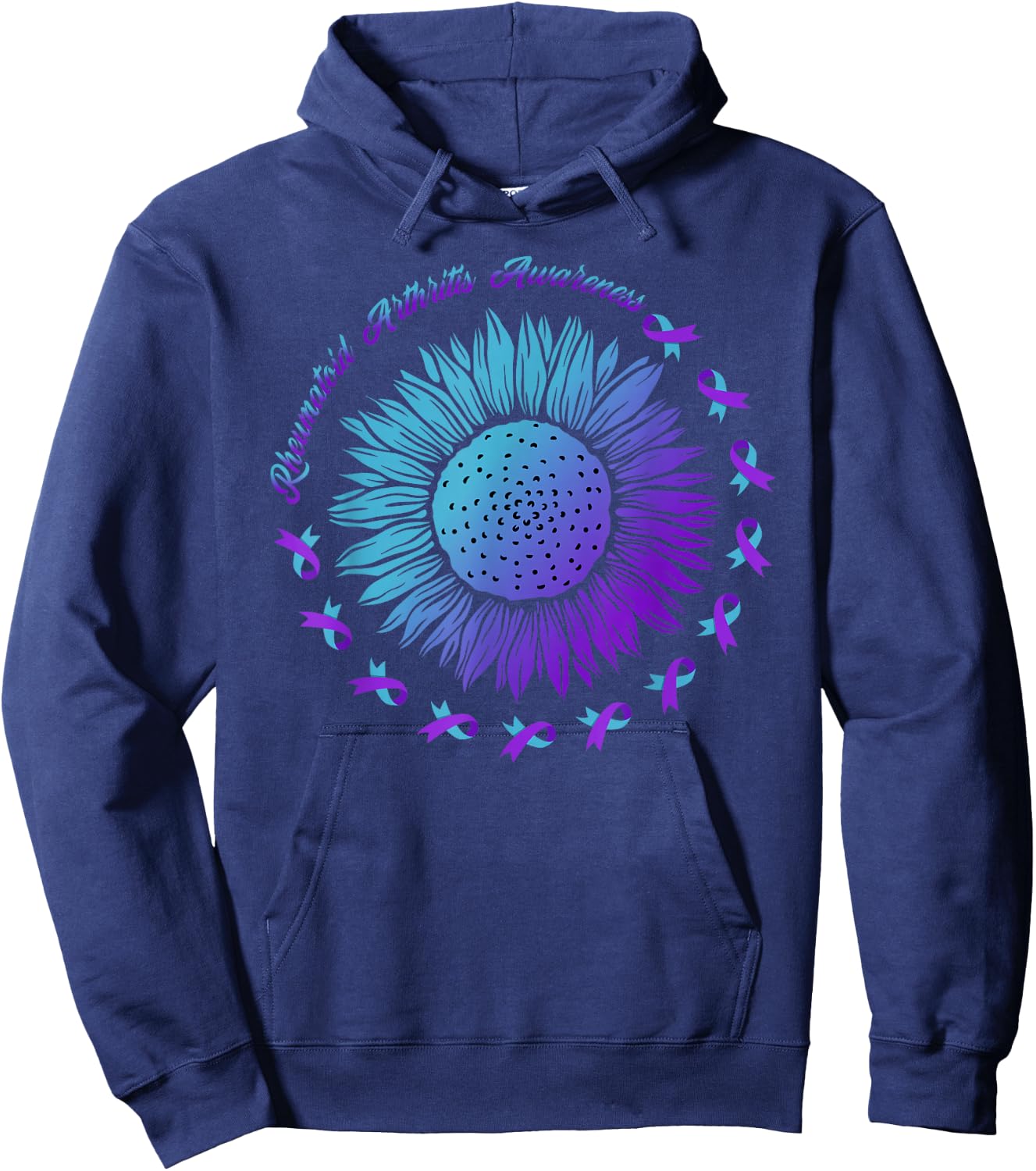 Rheumatoid Arthritis Ribbon Rheumatoid Arthritis Awareness Hoodie - Hoodie | Navy