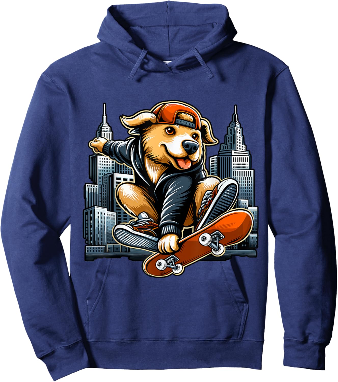 Skateboarding Dog Cool Skater Pup Women Kids Hoodie - Hoodie | Navy