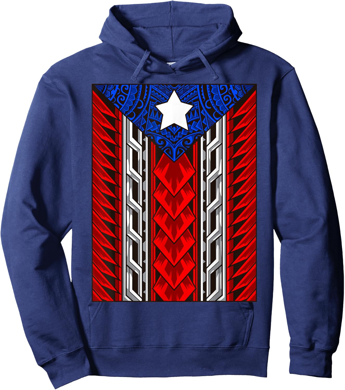 Puerto Rican Tribal Flag - Modern Boricua - Puerto Rico Hoodie - Hoodie | Navy