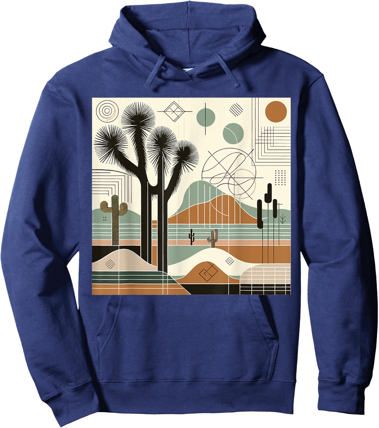 Joshua Tree National Park Line Art Vintage Hiking Camping Hoodie - Hoodie | Navy