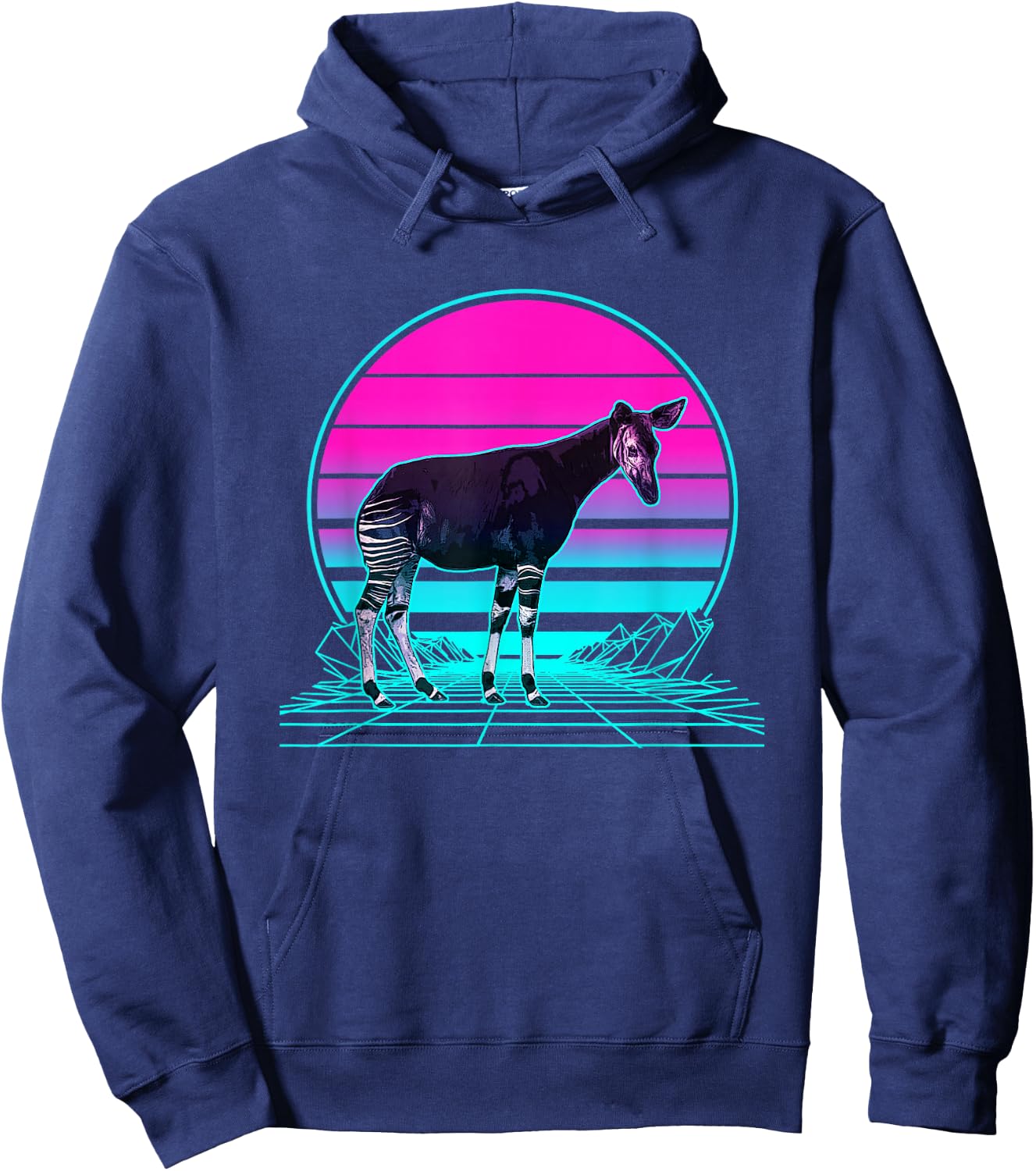 Vintage Retro Sunset Okapi Hoodie - Hoodie | Navy