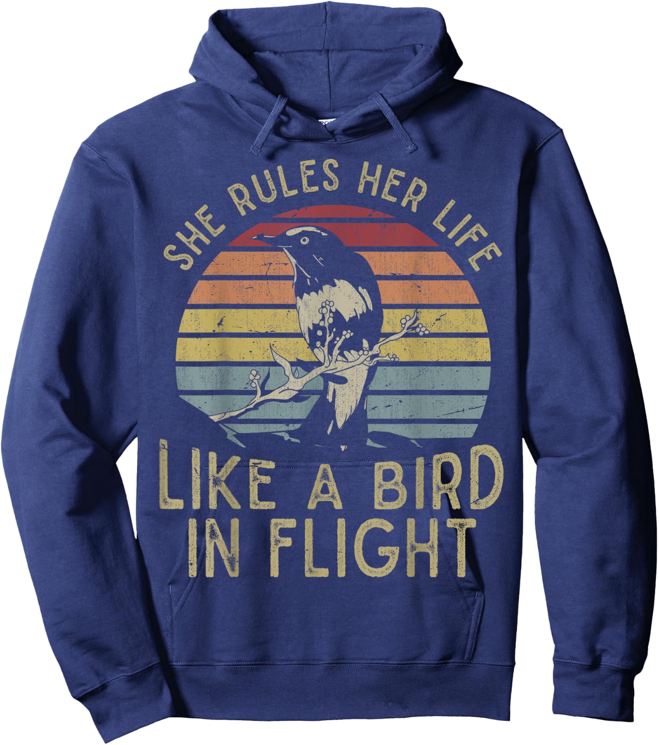 Motivational Quote She Rules Her Life Like A Bird In Flight Hoodie - Hoodie | Navy