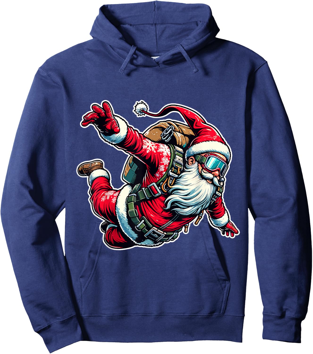 Skydiving Parachuting Funny Christmas Santa Free Flying Fall Hoodie - Hoodie | Navy