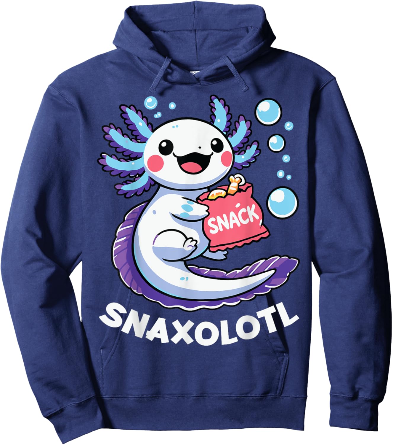 Snaxolotl Axolotl Kawaii Anime Funny Women Men Kids Snacks Hoodie - Hoodie | Navy