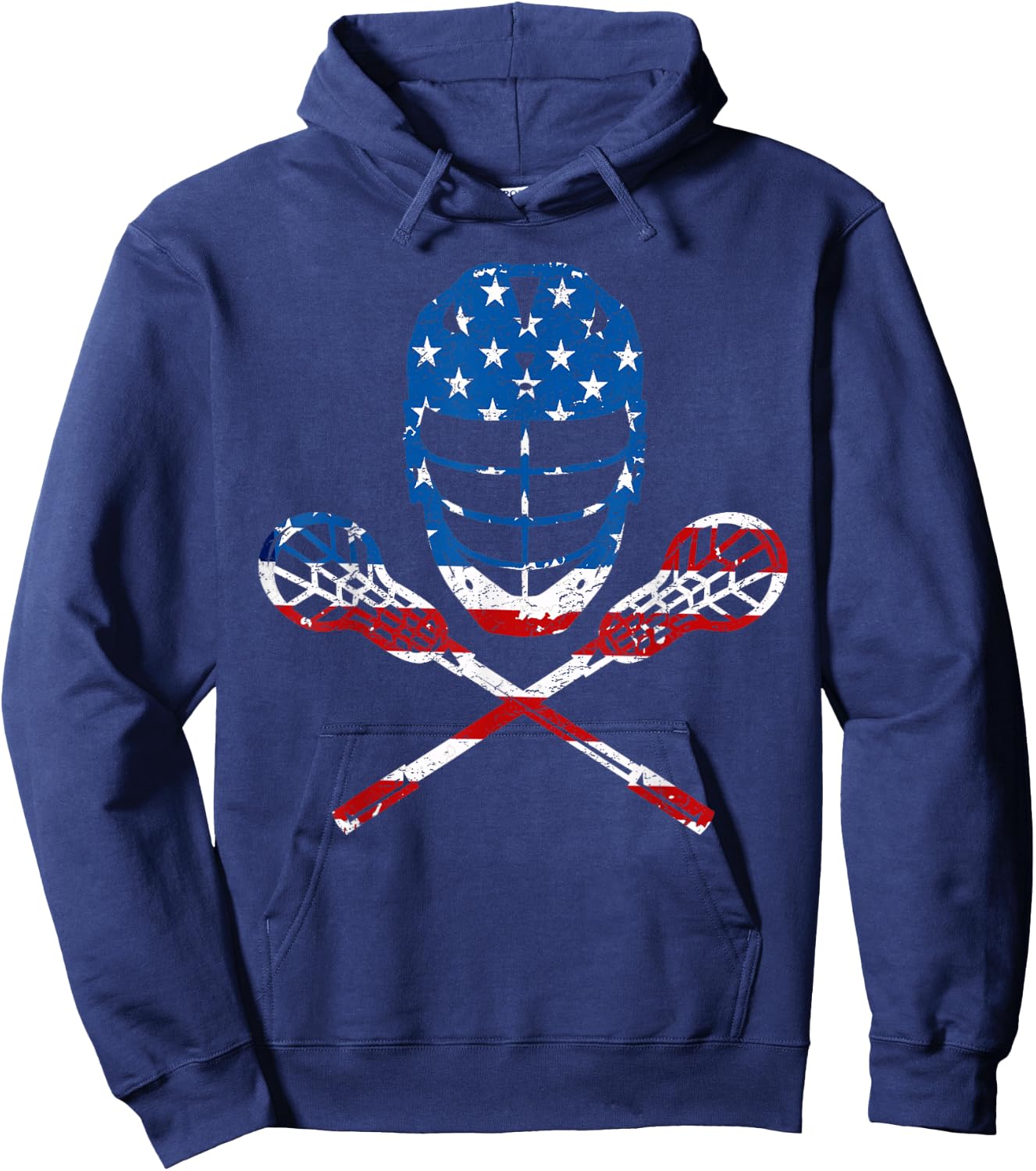 Lacrosse American Flag Lax Helmet Sticks 4th of July Gifts Hoodie - Hoodie | Navy