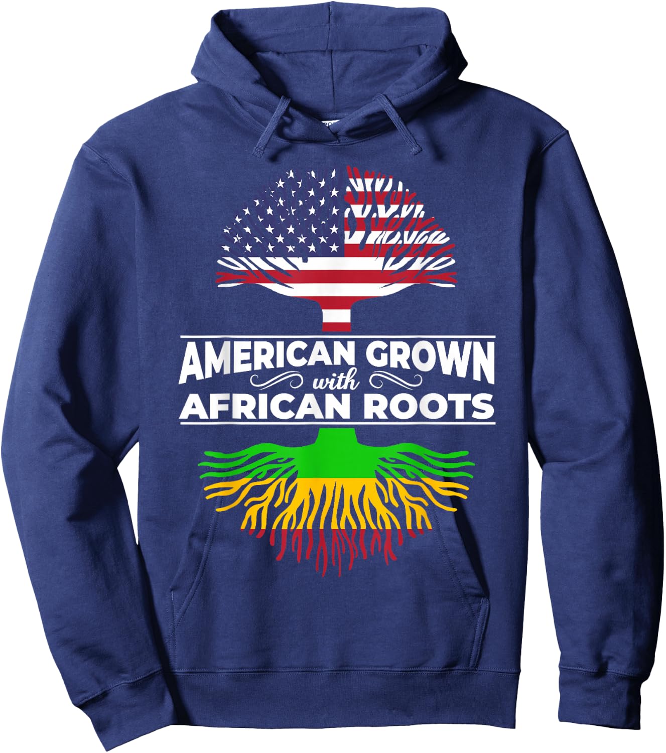 American Grown African Roots USA Flag Black History Month Hoodie - Hoodie | Navy