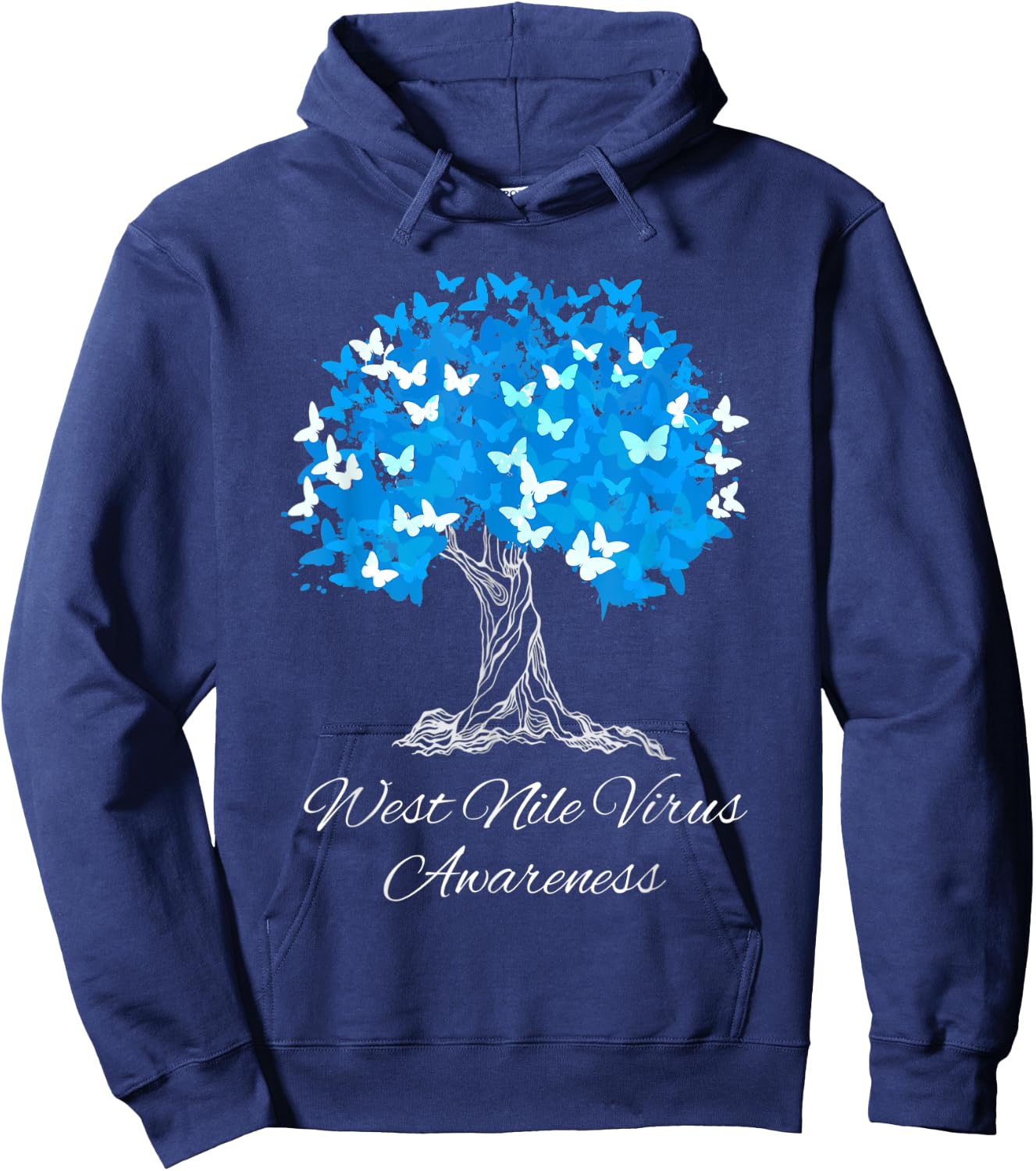 West Nile Virus Awareness Tree With Butterflies Support Hoodie - Hoodie | Navy