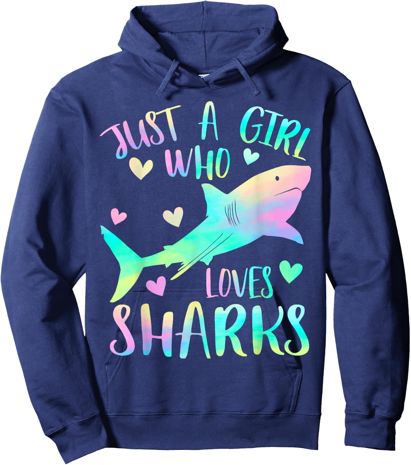 Just a Girl Who Loves Sharks Cute Shark Lover Girls Themed Hoodie - Hoodie | Navy