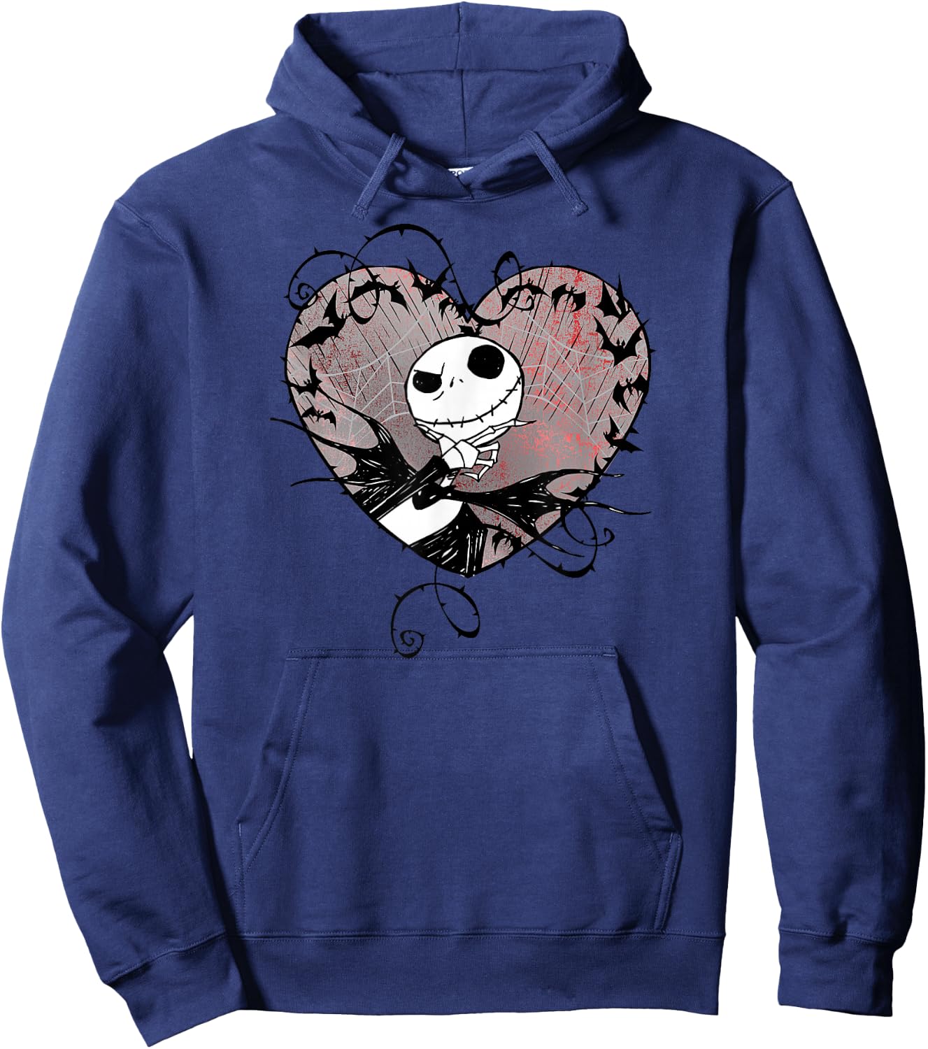 Disney Nightmare Before Christmas Valentines Jack Bat Heart Hoodie - Hoodie | Navy