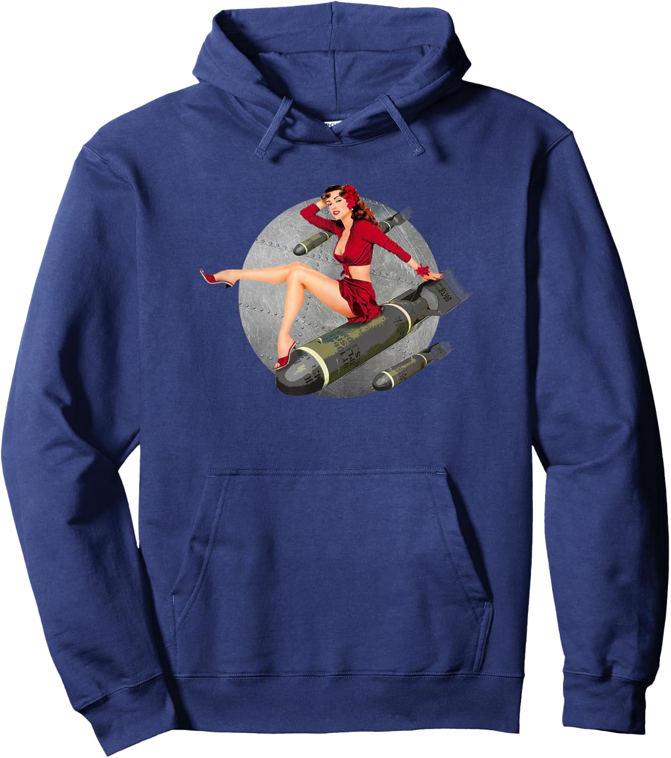 WW2 Retro Pin Up Girl Bombs Away Hoodie - Hoodie | Navy