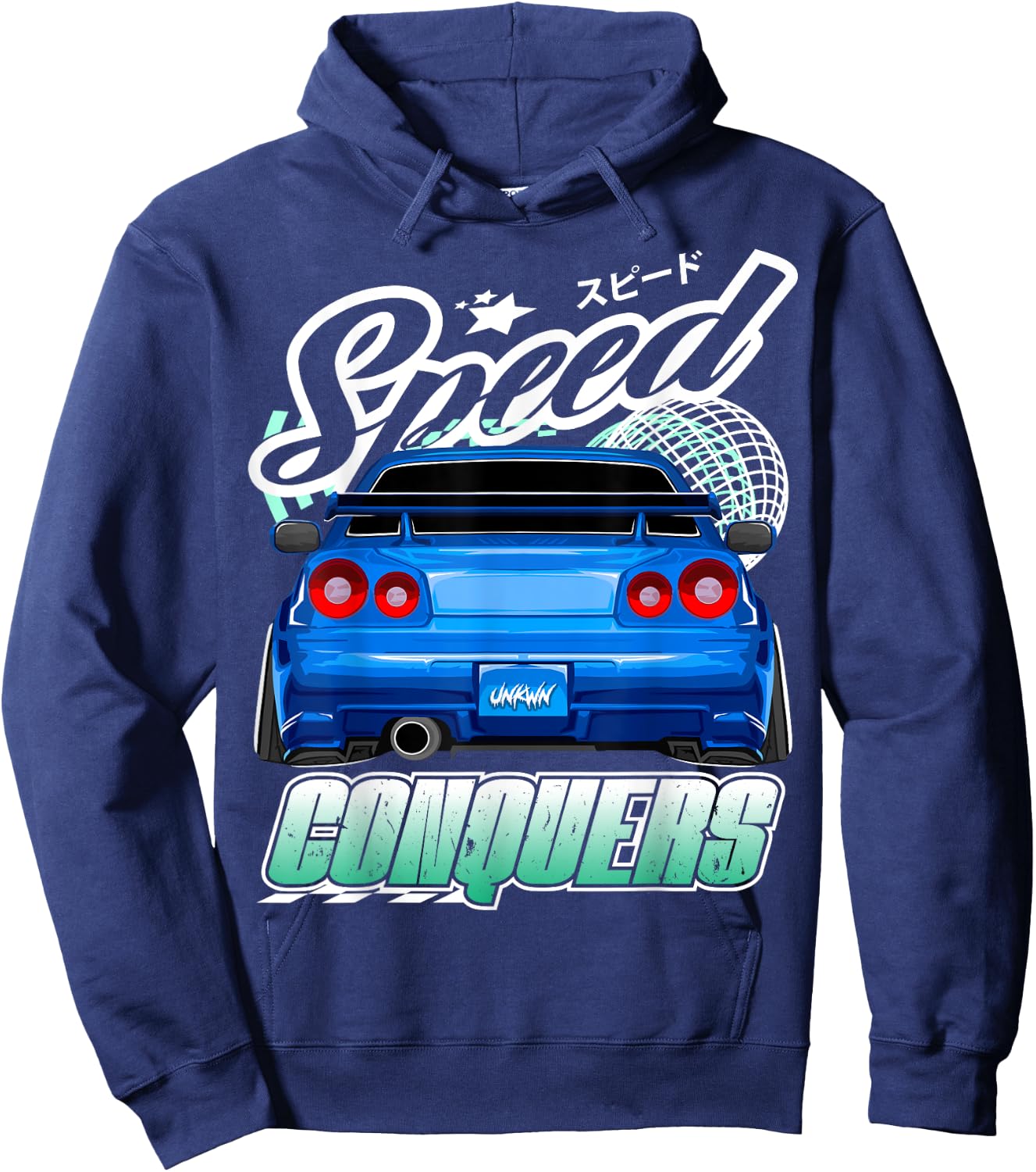 Blue Gt r 34 JDM Skyline Stance Car Drift Racing Graphic Hoodie - Hoodie | Navy