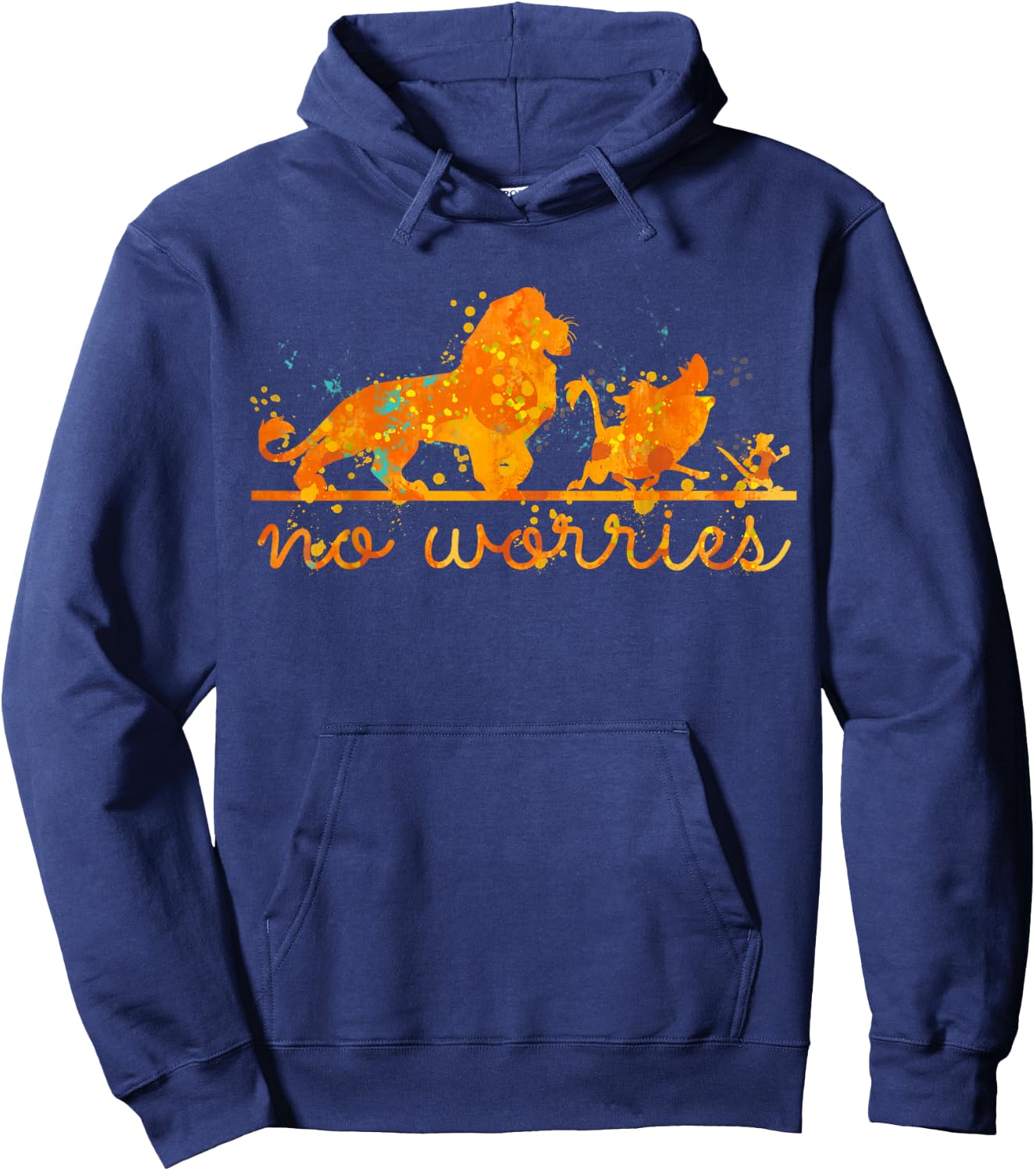 Disney The Lion King Group Shot No Worries Splatter Hoodie - Hoodie | Navy