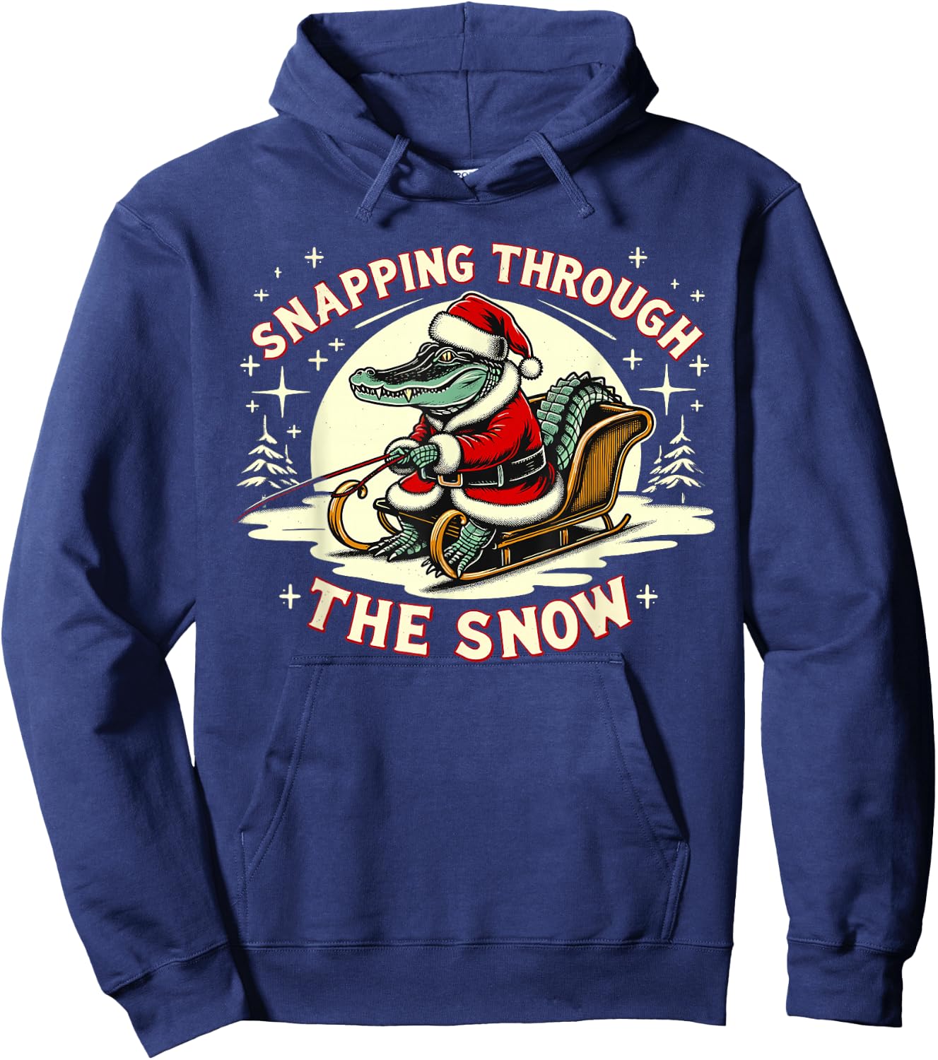 Alligator Snapping Through The Snow, Gator Hunting Christmas Hoodie - Hoodie | Navy