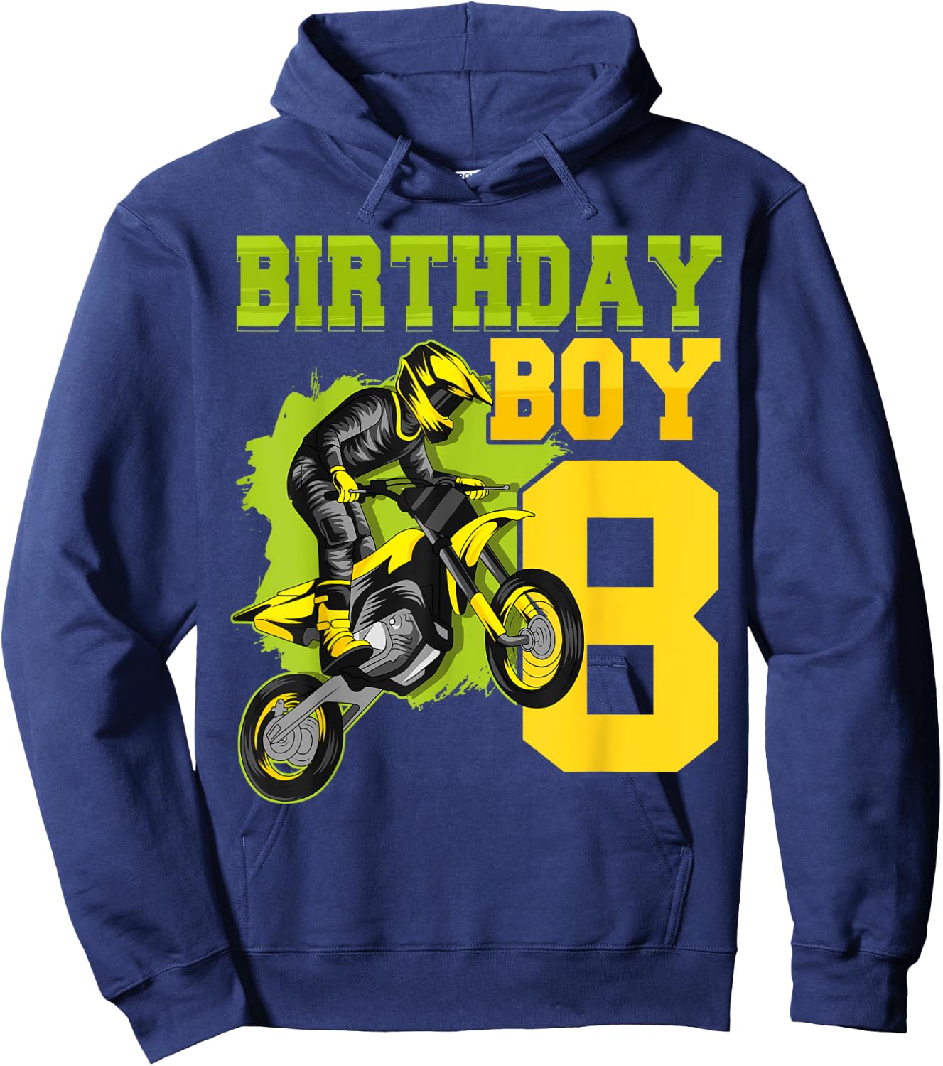 Motocross MX 8th Gift 8 Year Old Dirt Bike Birthday Party Hoodie - Hoodie | Navy
