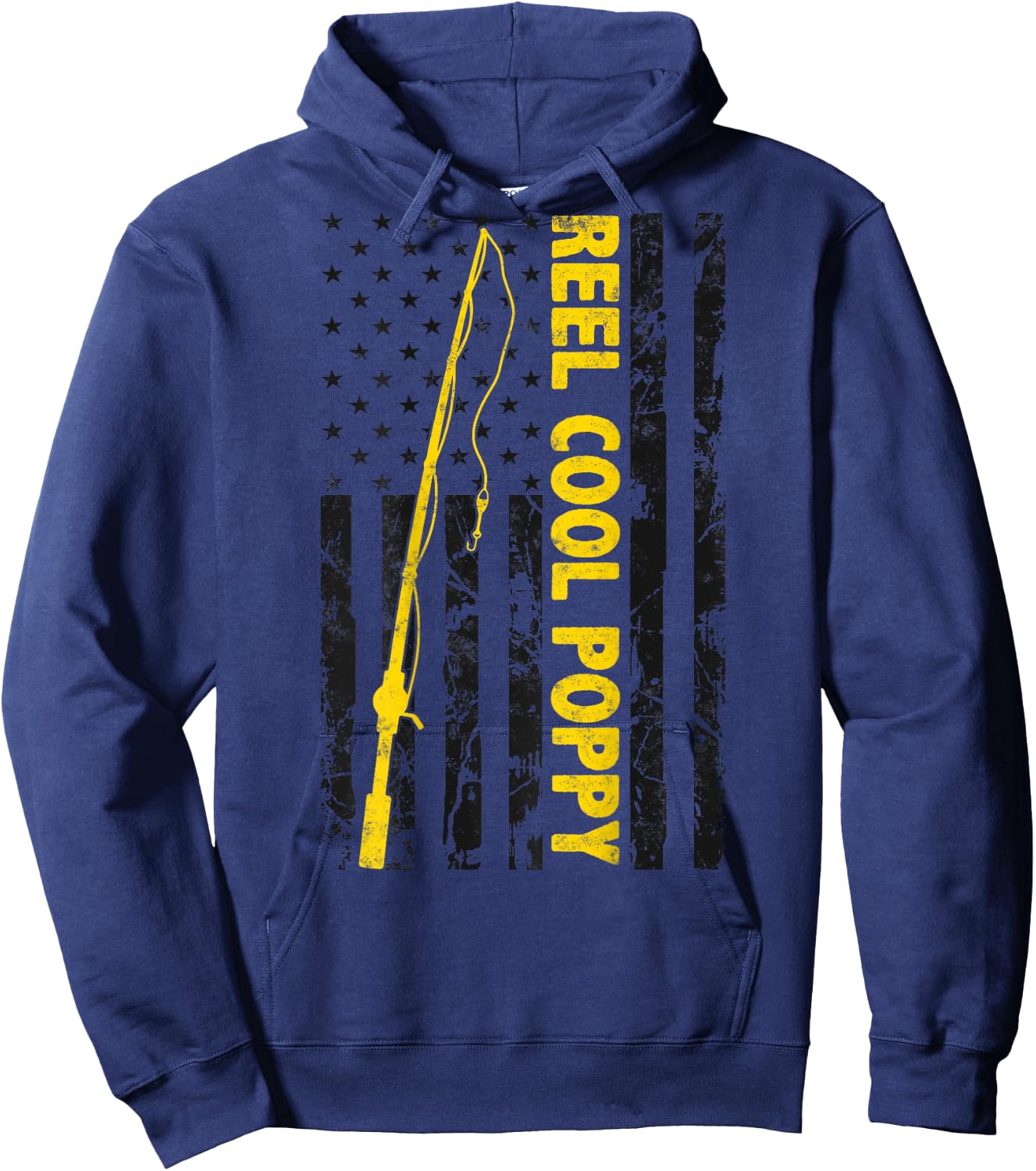 Reel cool Poppy Fishing American Flag gift Fisherman Poppy Hoodie - Hoodie | Navy