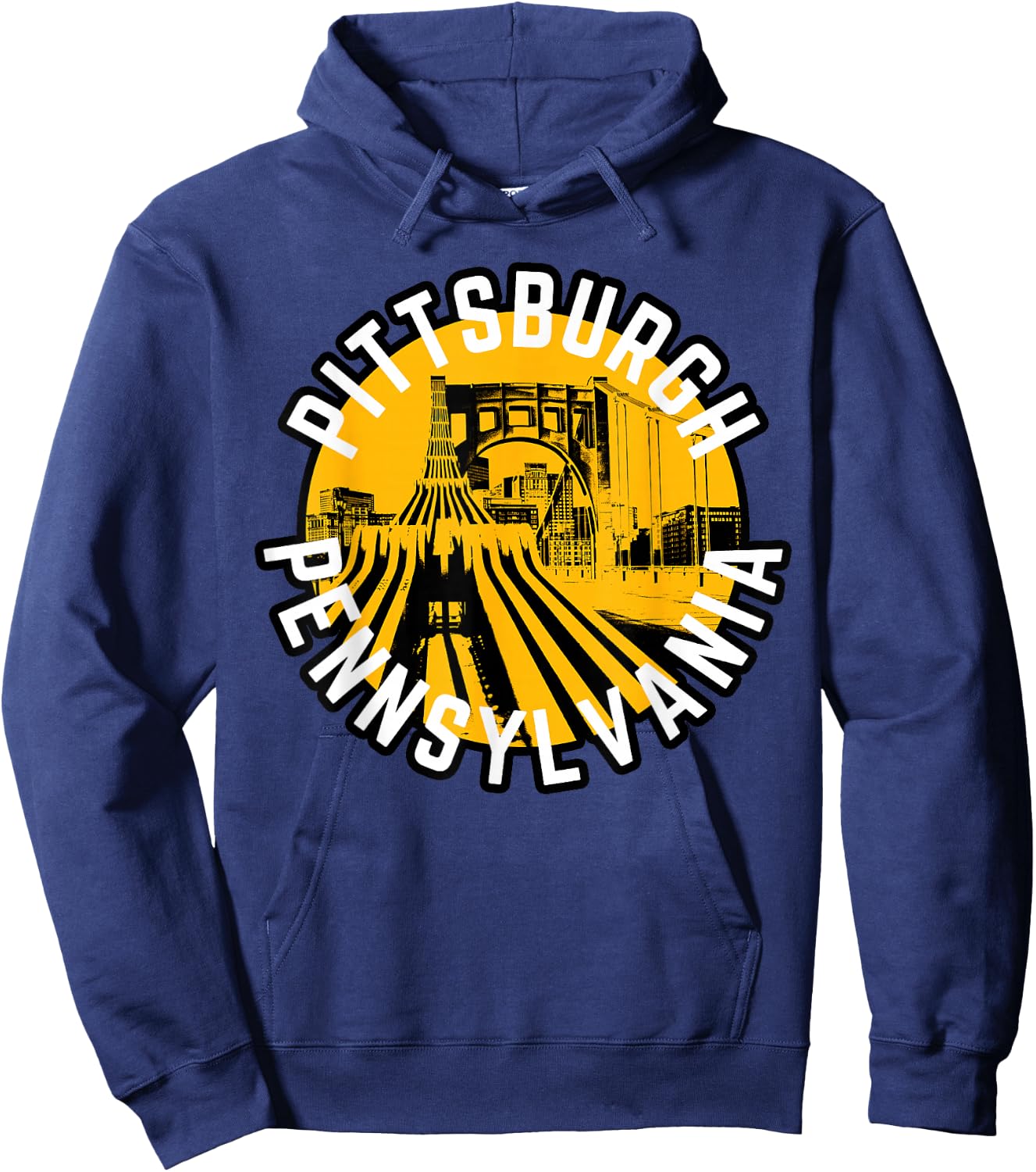 Pittsburgh Pennsylvania Steel City Skyline Bridge 412 Home Hoodie - Hoodie | Navy