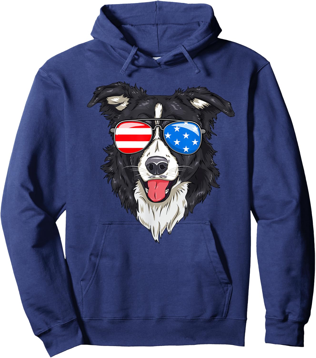 Border Collie Lover Patriotic Dog 4th of July American Gift Hoodie - Hoodie | Navy
