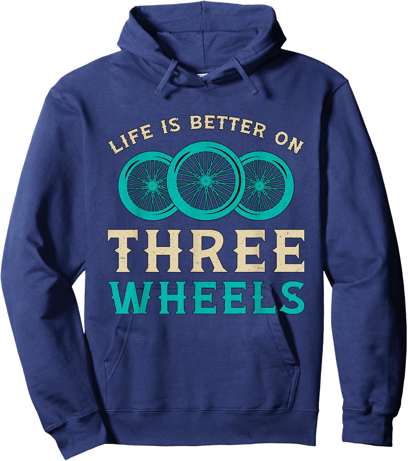 Life Is Better On Three Wheels Vintage Retro Bike Tricycle Hoodie - Hoodie | Navy