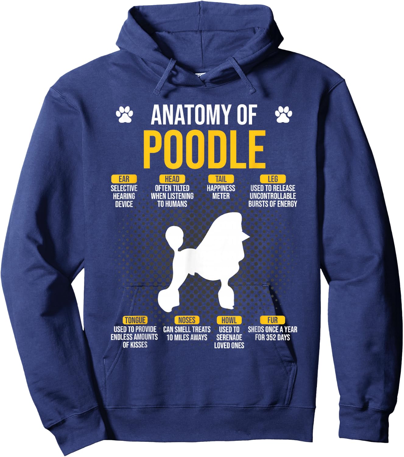 Anatomy Of Poodle Dog Lover Hoodie - Hoodie | Navy