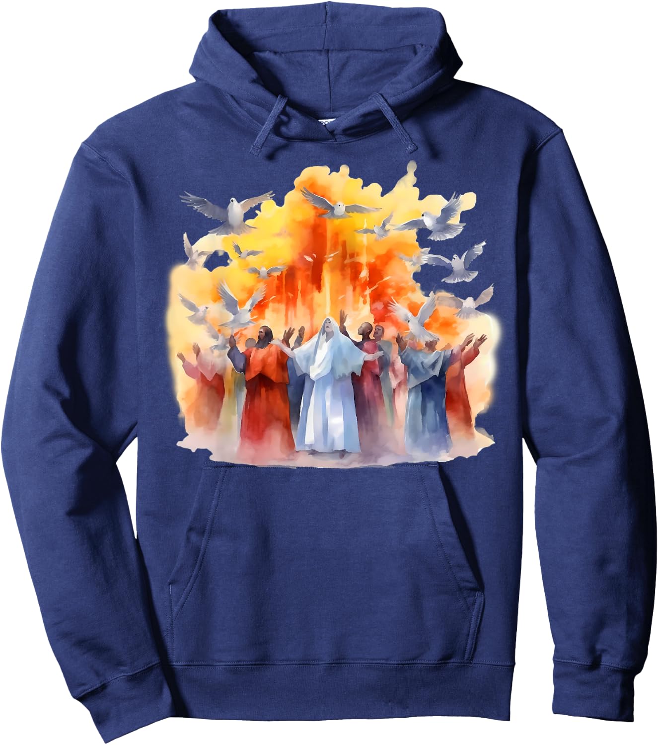 Pentecost Doves Tongues Fire Flame Holy Spirit Catholic Hoodie - Hoodie | Navy