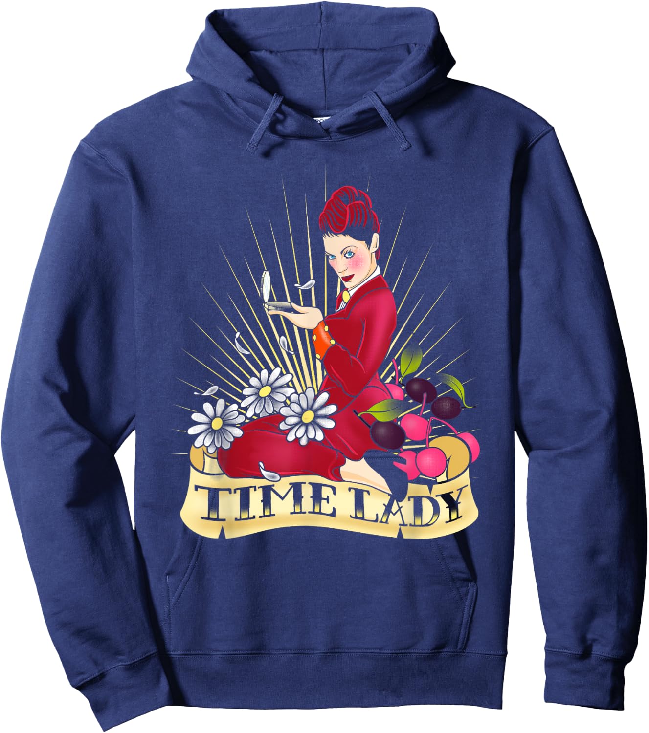 Doctor Who Rockabilly Missy Time Lady Vintage TimeTravel Fan - Women's -Adults Black Cotton Classic Fit Short Sleeve - Small Hoodie - Hoodie | Navy