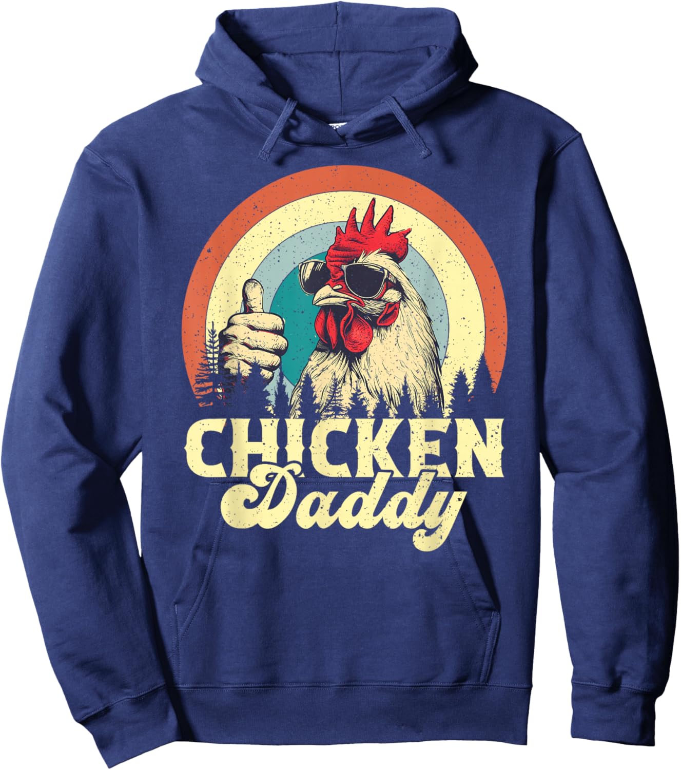 Chicken Daddy Vintage Poultry Farmer Funny Fathers Day Hoodie - Hoodie | Navy